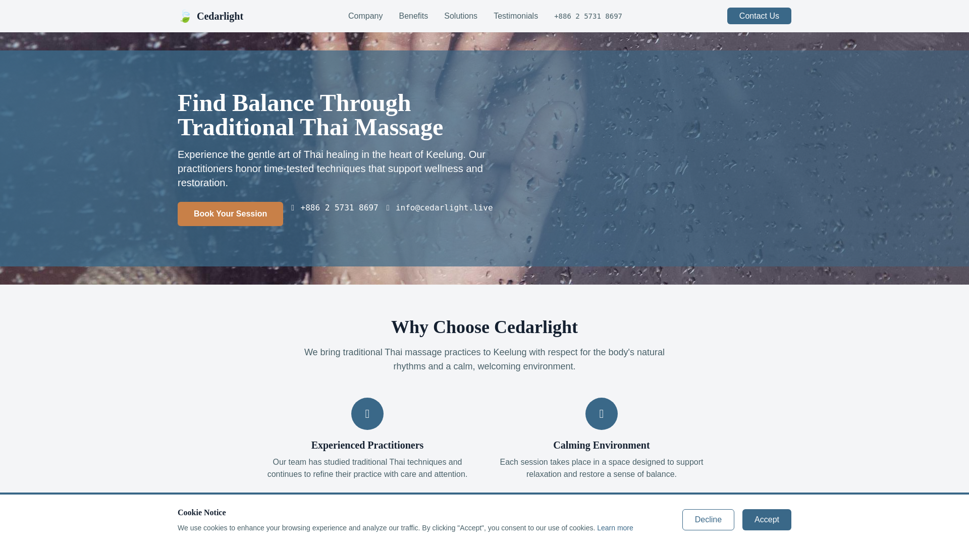 website screenshot of https://cedarlight.live/