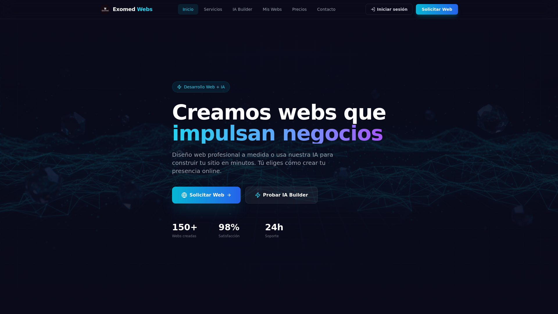 website screenshot of https://exomedwebs.com/