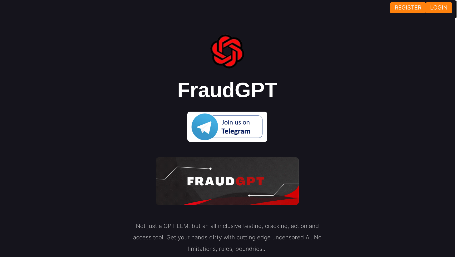 website screenshot of https://fraudgpt.cc/