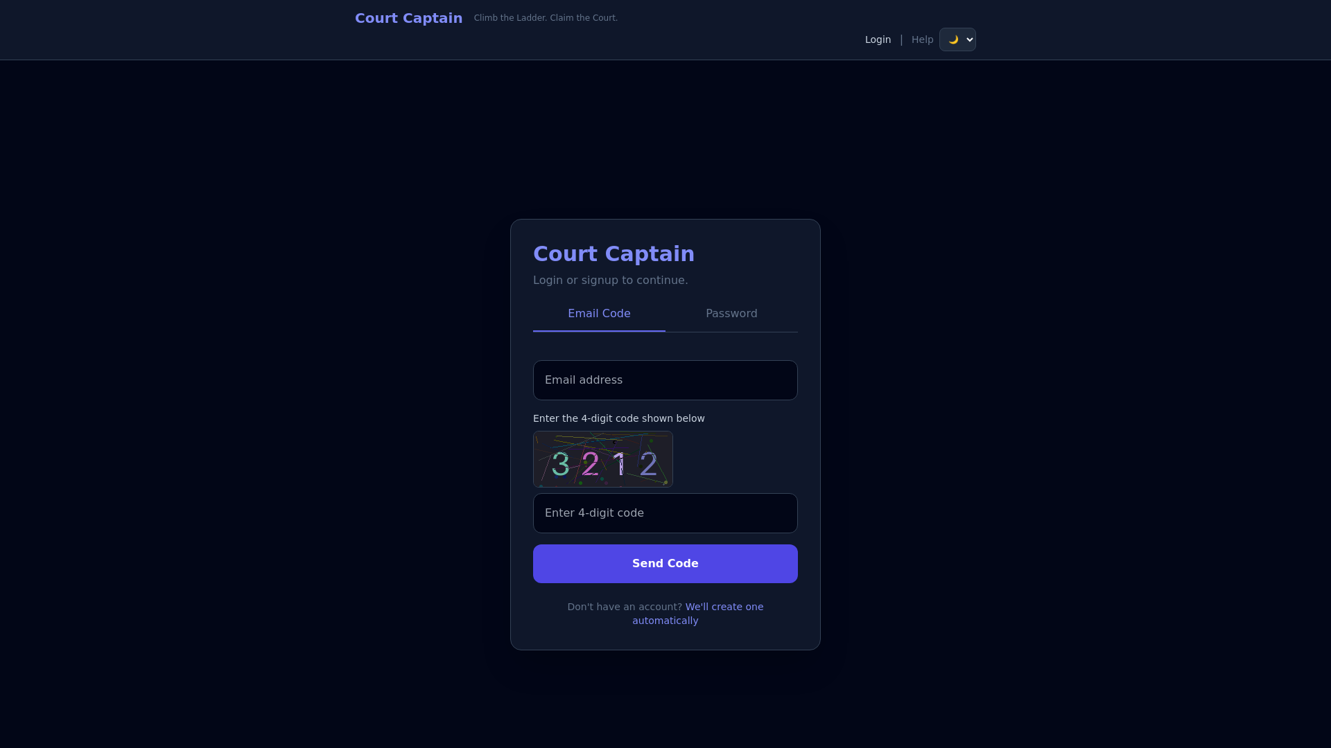 website screenshot of https://courtcaptain.app/