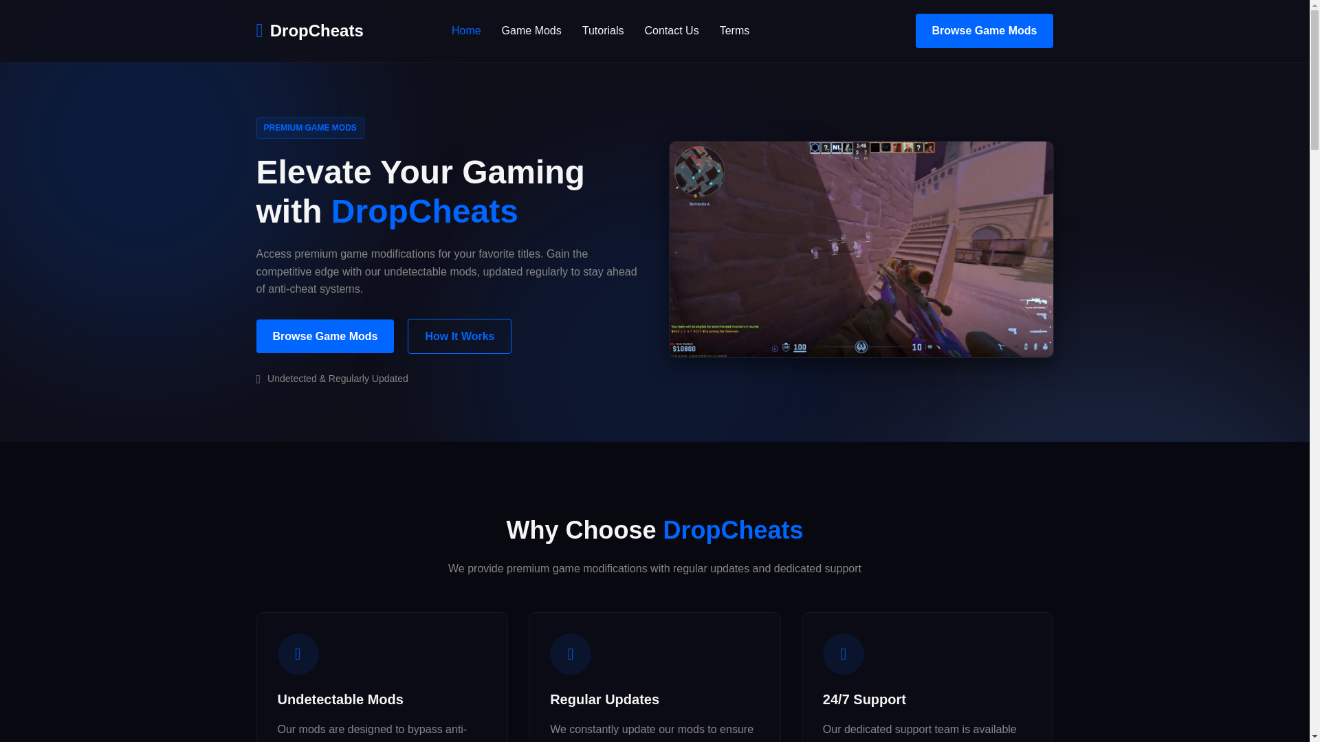 website screenshot of https://dropcheats.net/