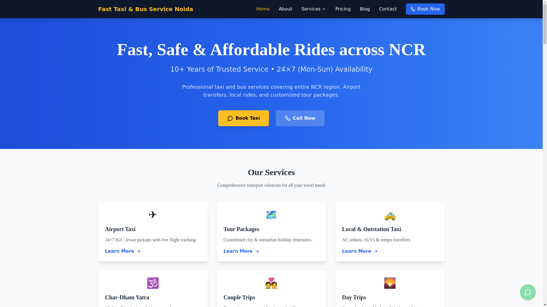 website screenshot of https://fasttexiandbusservicesnoida.site/
