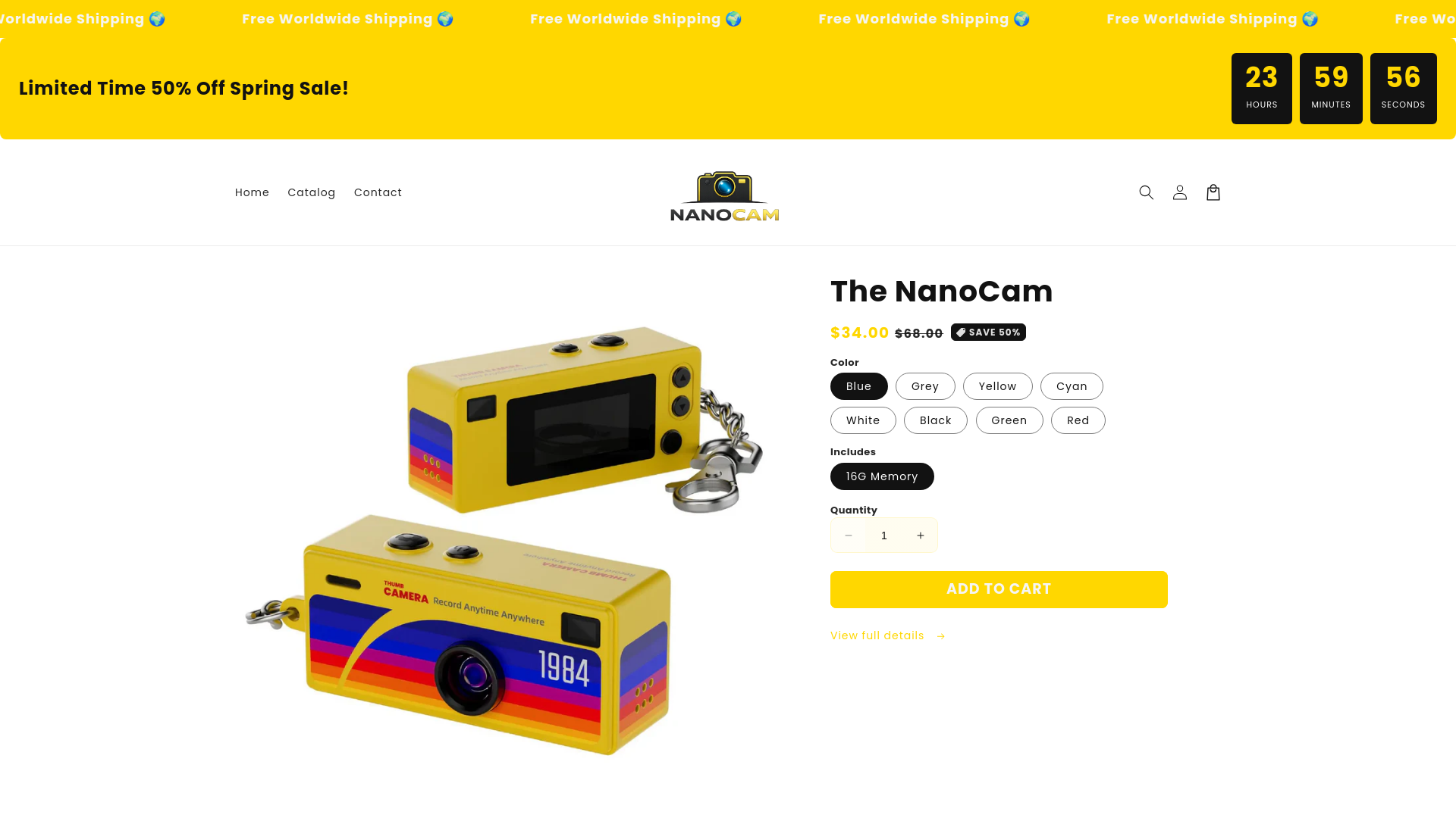 website screenshot of https://getnanocam.com