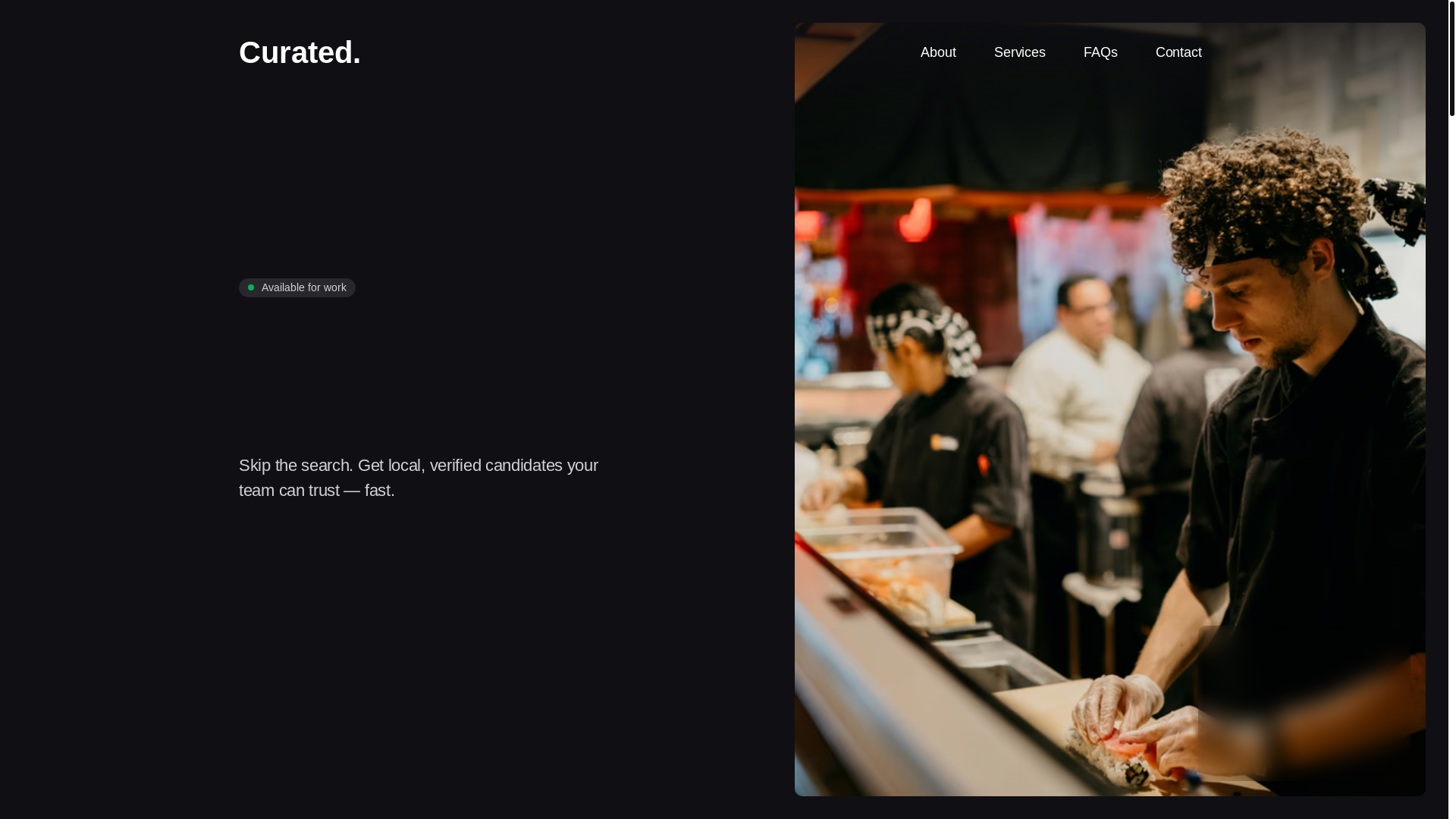 website screenshot of https://hirecurated.com/