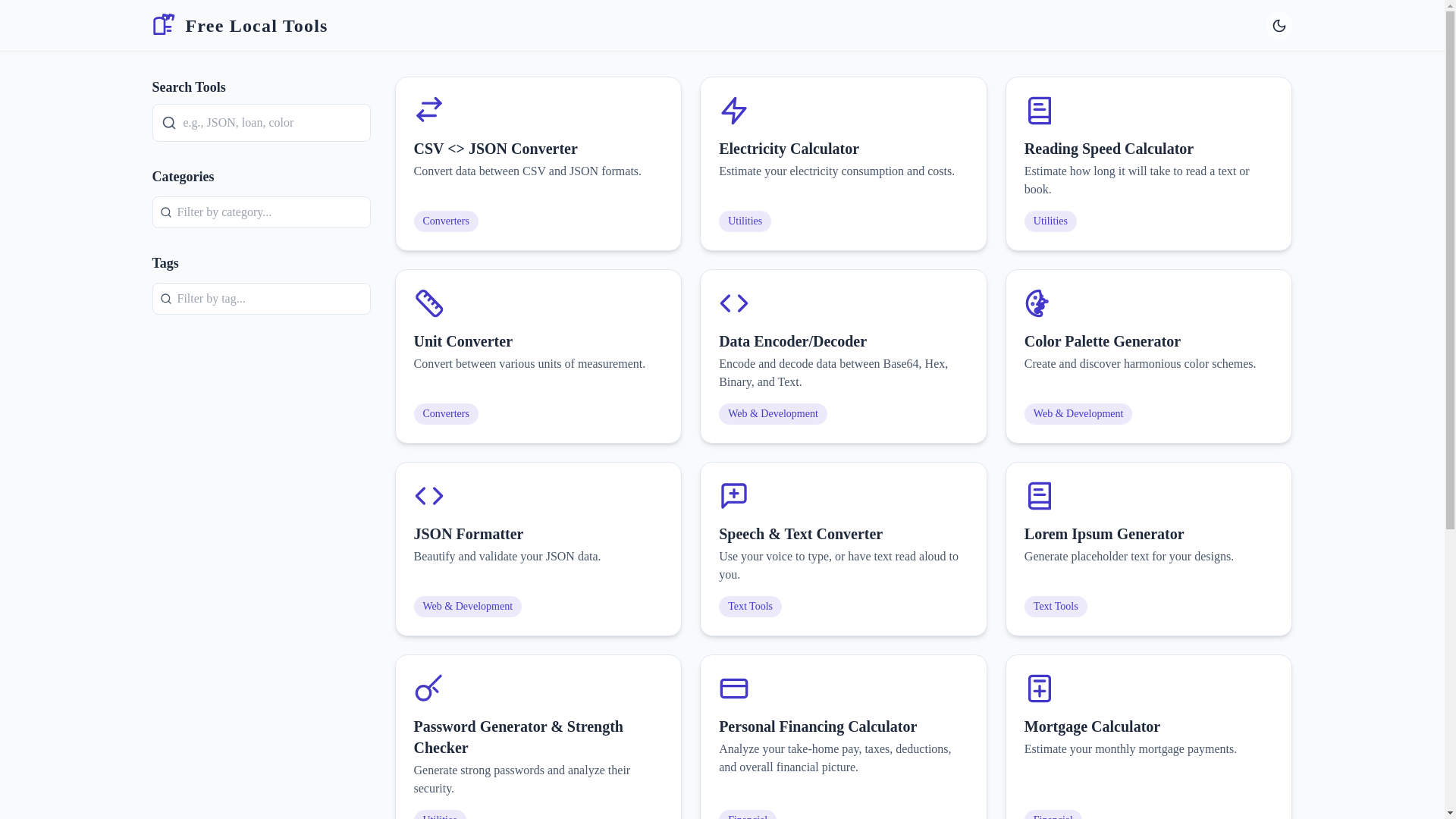 website screenshot of https://freelocaltools-react-frontend-app.pages.dev/