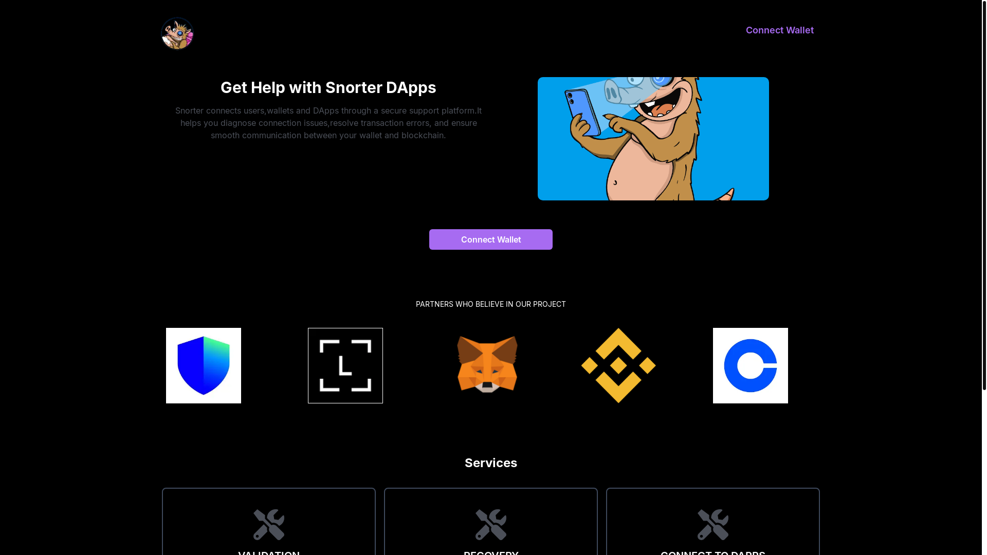 website screenshot of https://snortertokendappfix.pages.dev/