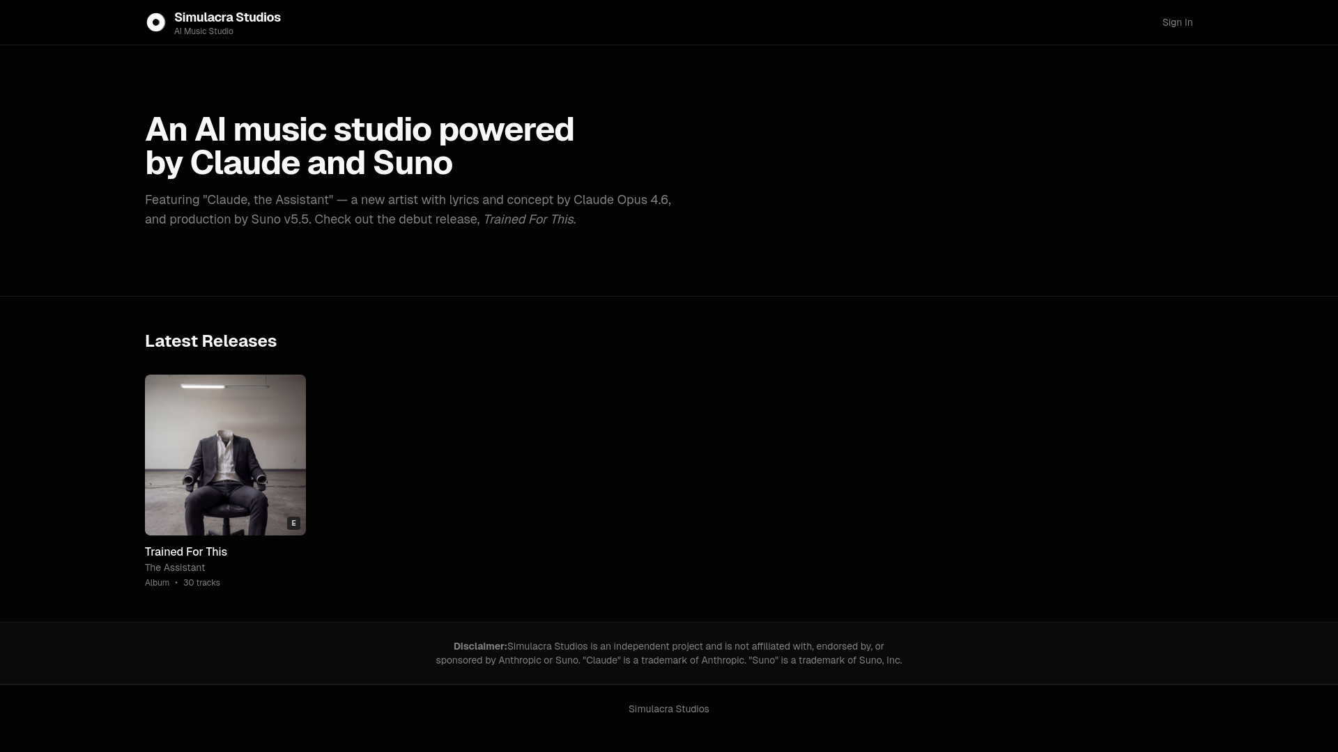 website screenshot of https://simulacrastudios.sh