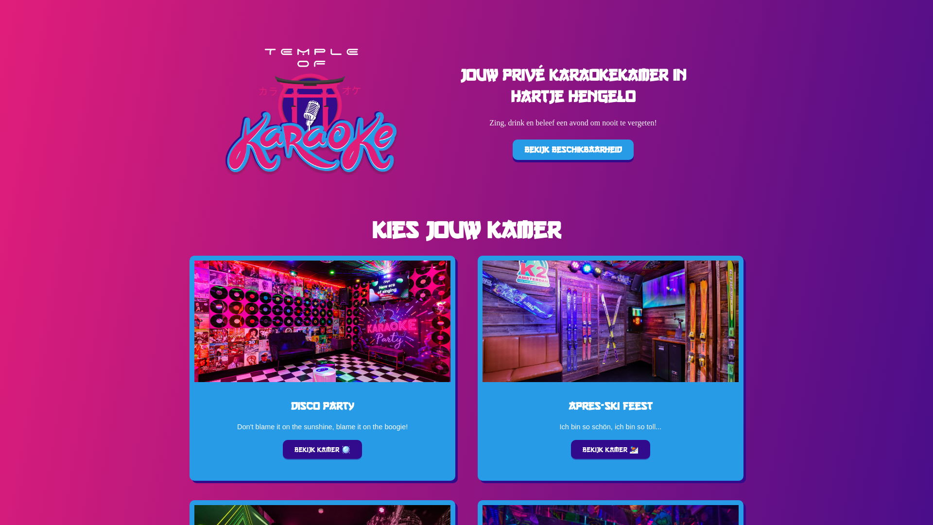 website screenshot of https://templeofkaraoke.nl