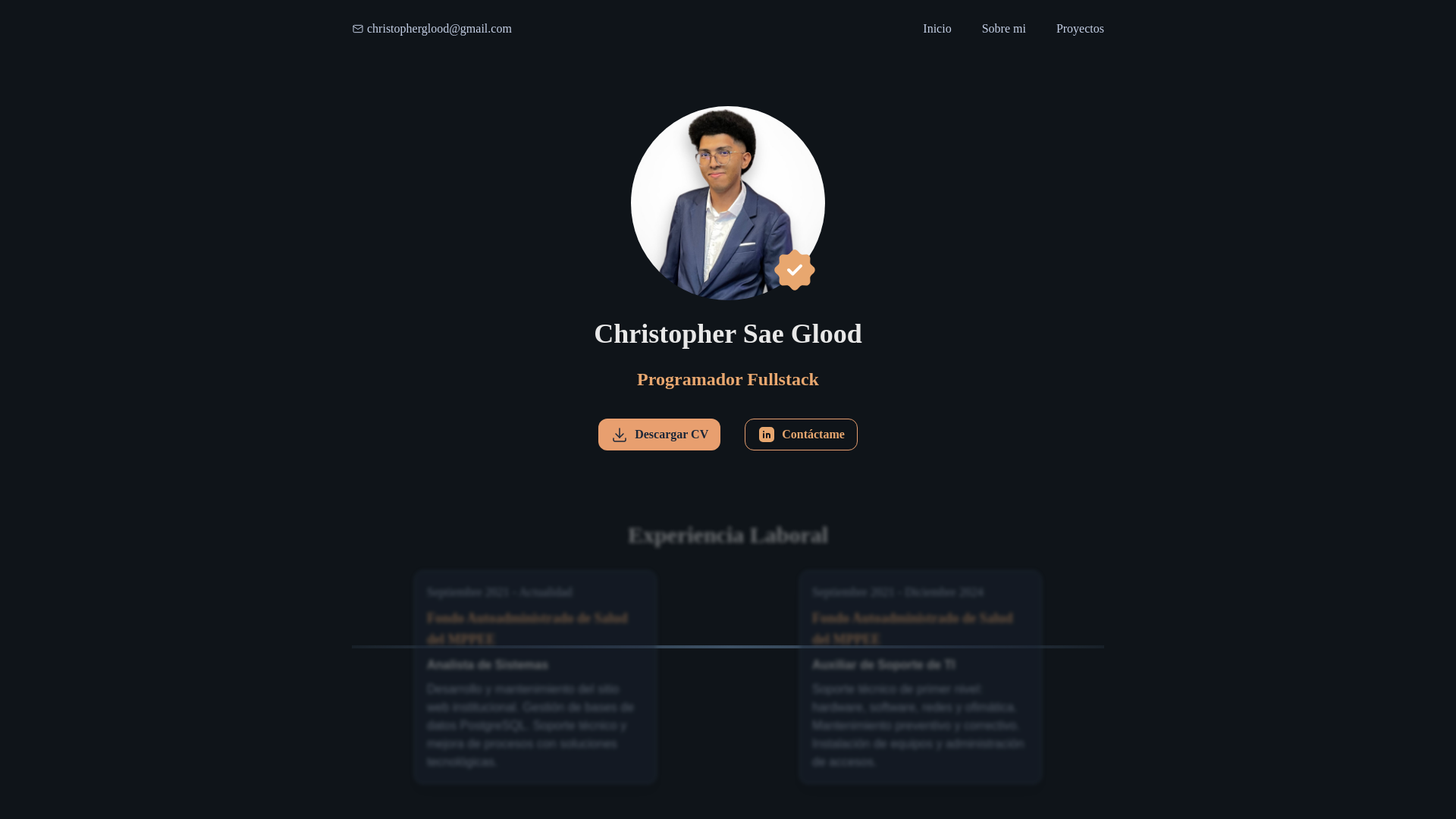 website screenshot of https://christopherglood.com