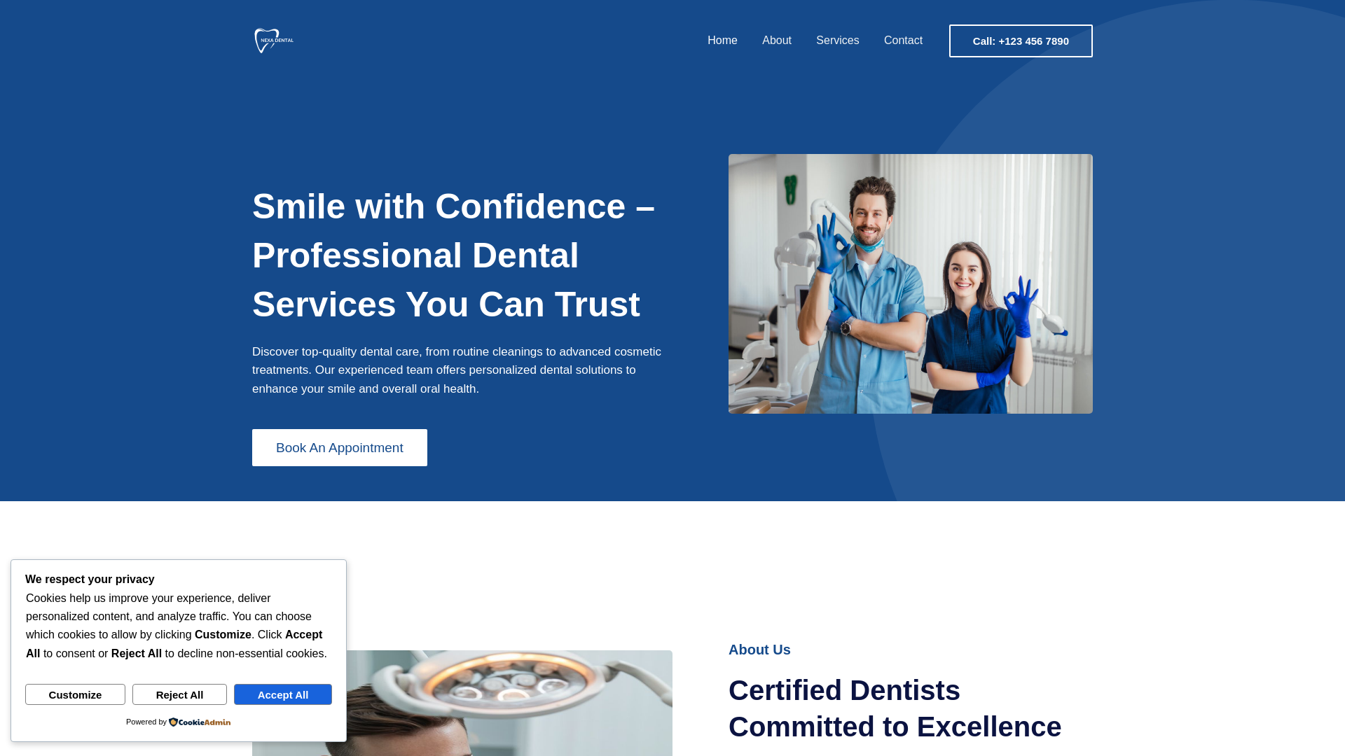website screenshot of https://nexadentals.com