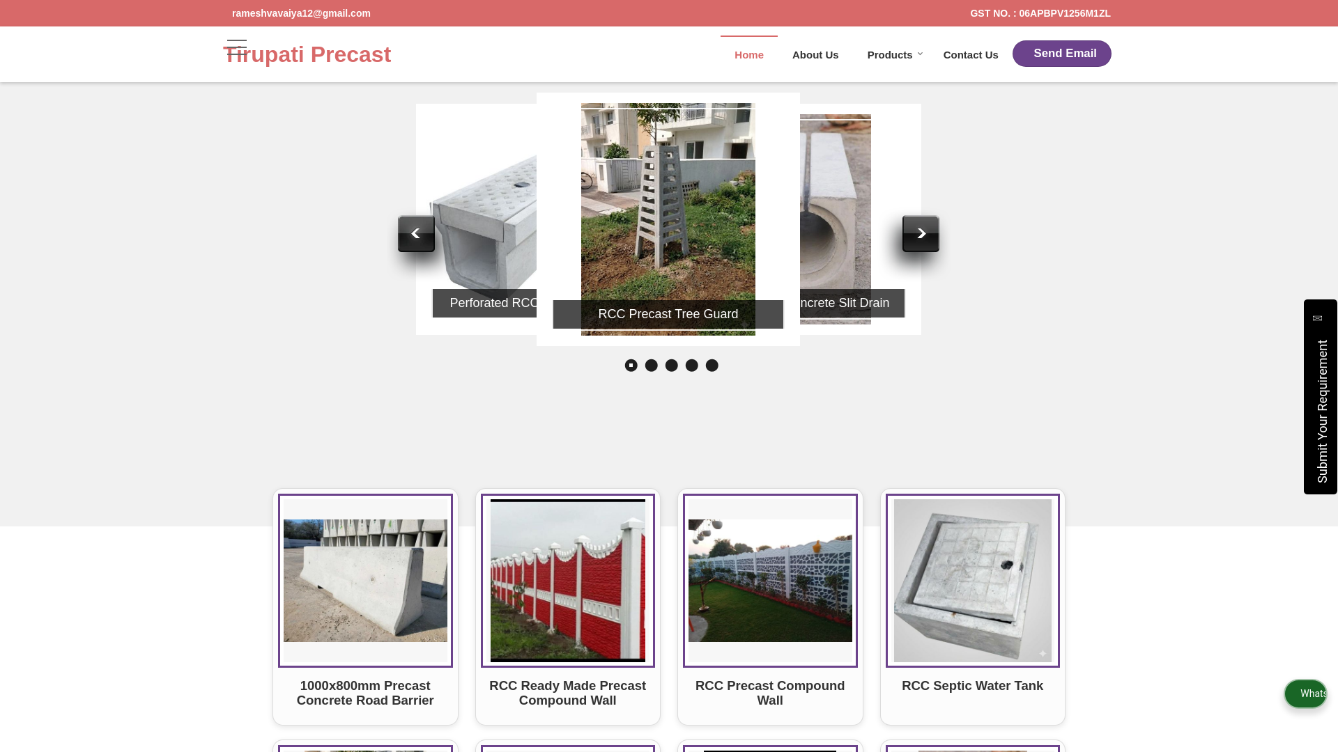 website screenshot of https://tirupati-precast.in