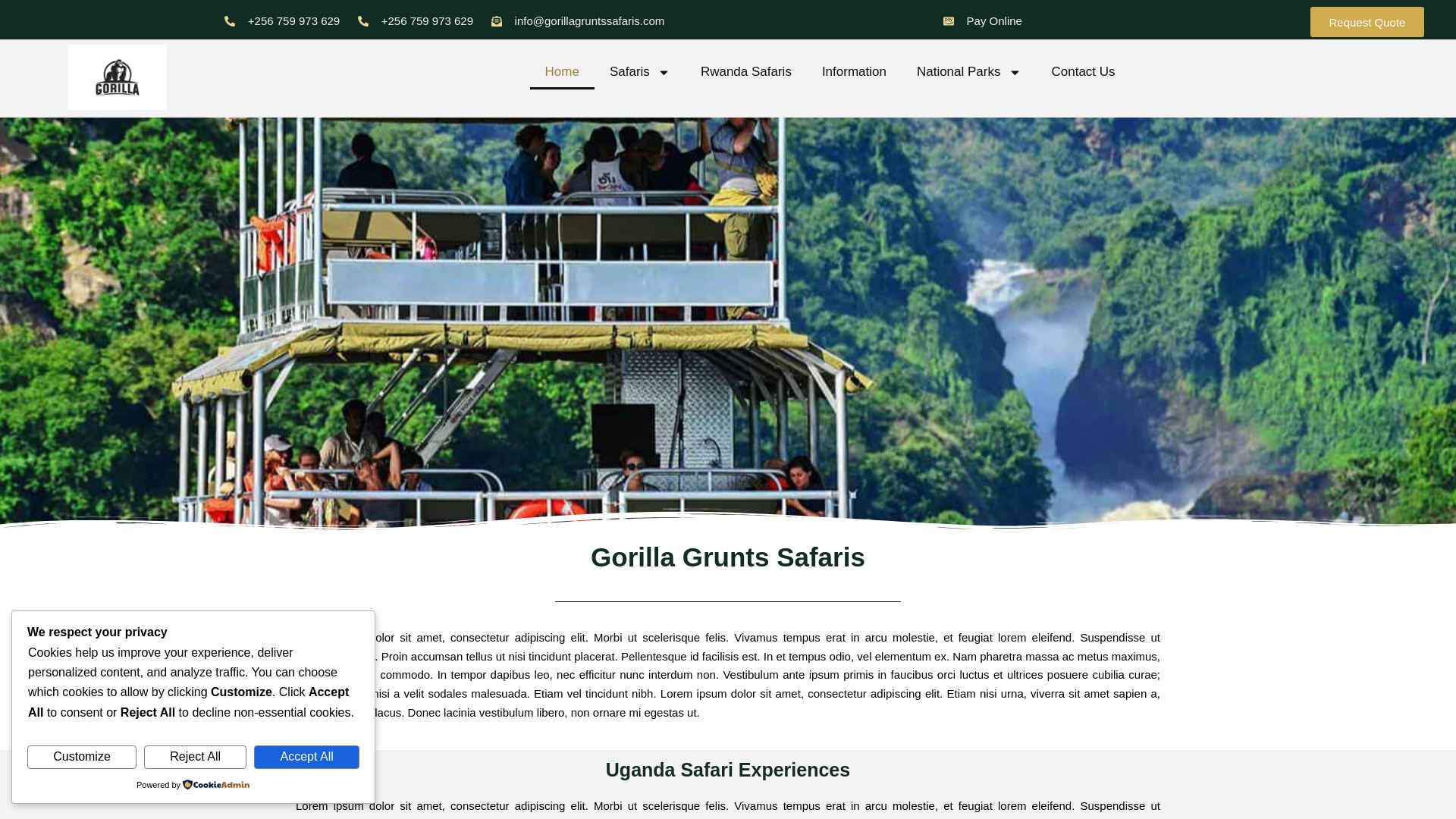 website screenshot of https://gorillagruntssafaris.com/