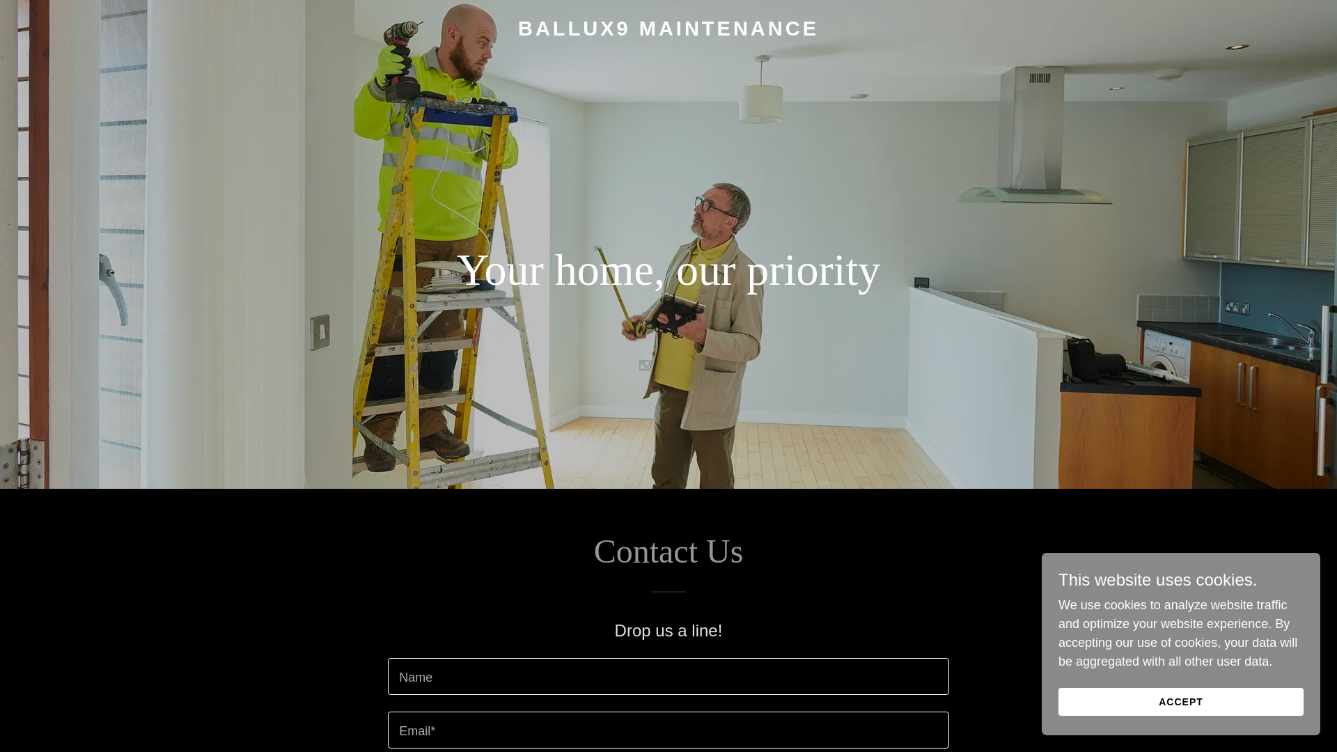 website screenshot of https://ballux9maintenance.services