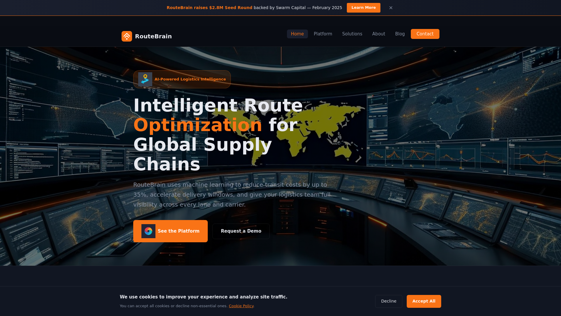 website screenshot of https://routebrainai.com/
