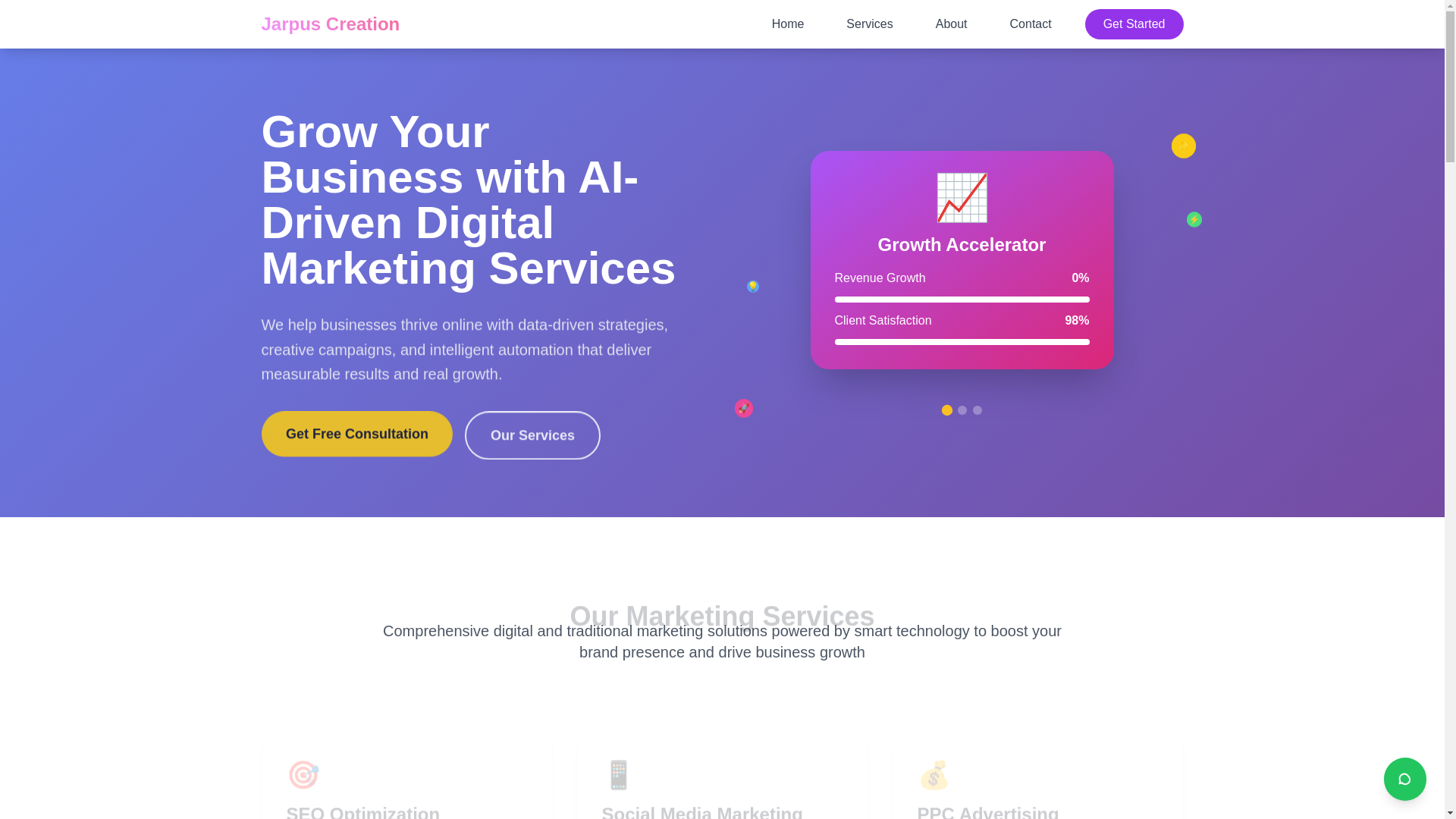 website screenshot of https://jarpus-creation.pages.dev/