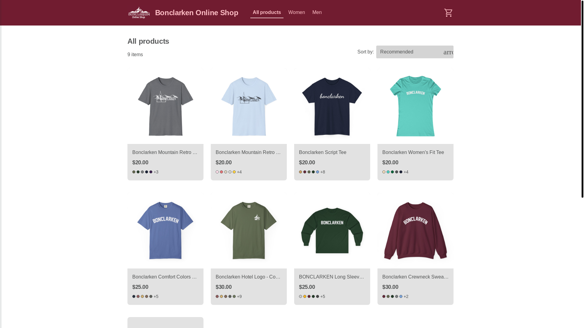 website screenshot of https://bonclarkengiftshop.com/