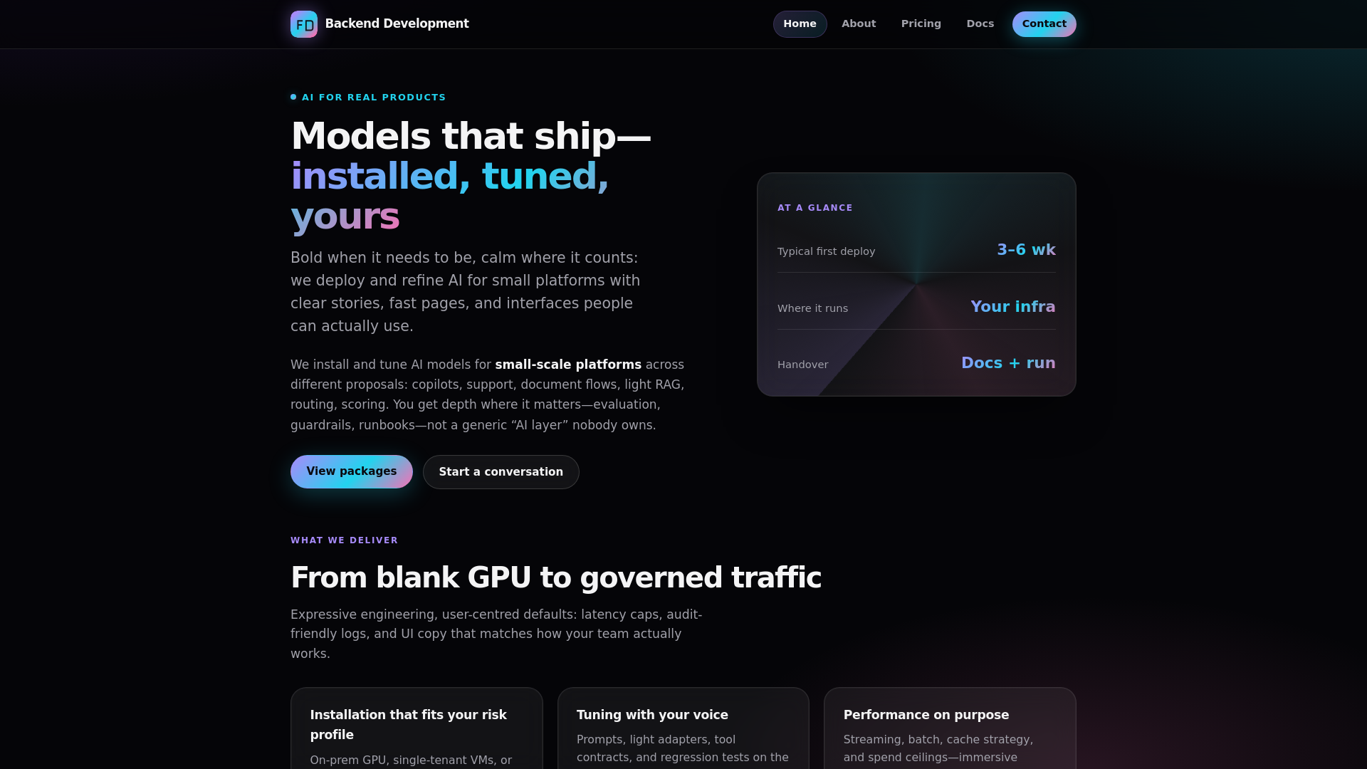 website screenshot of https://tensor-vista.com