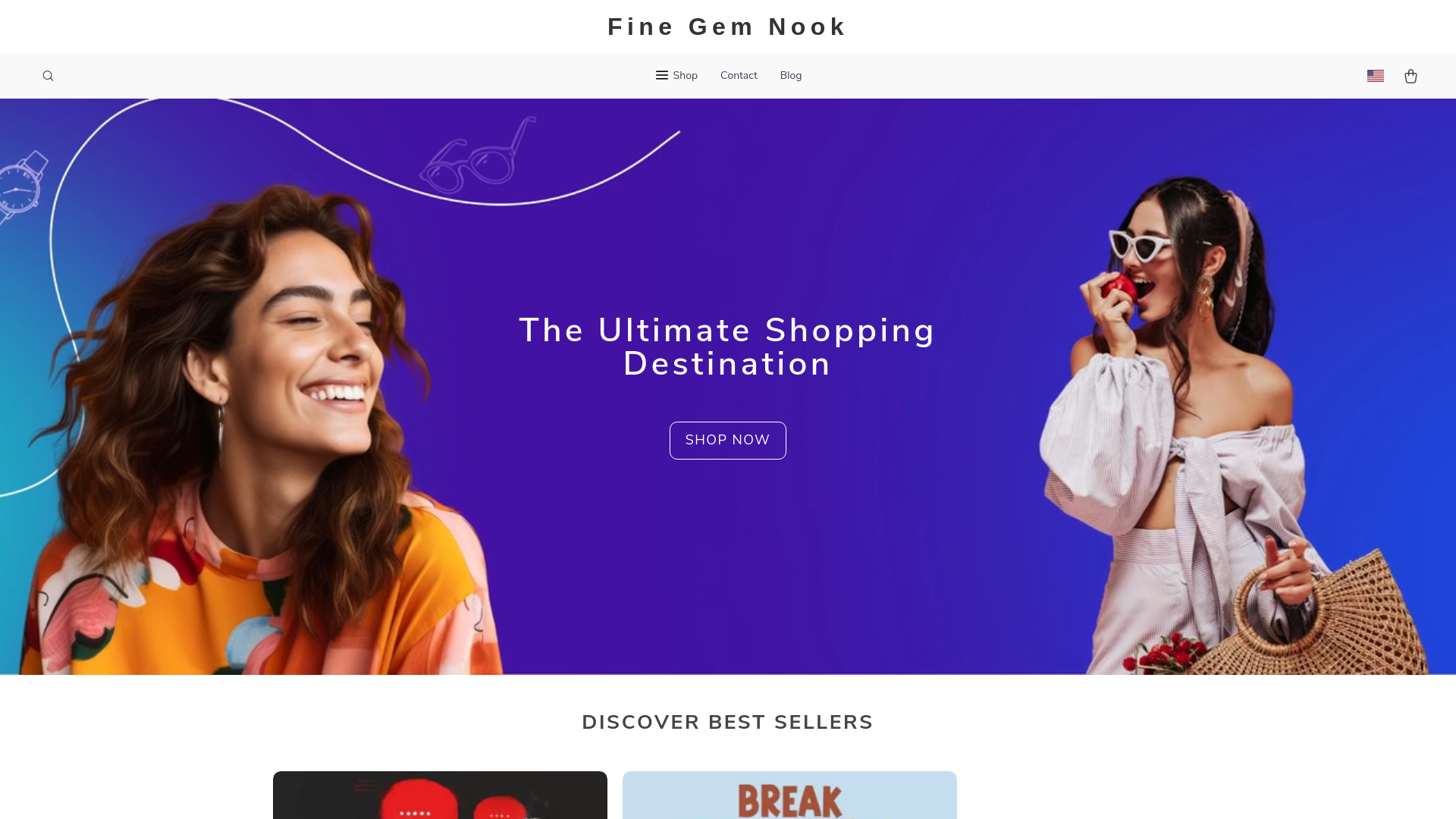 website screenshot of https://finegemnook.shop/
