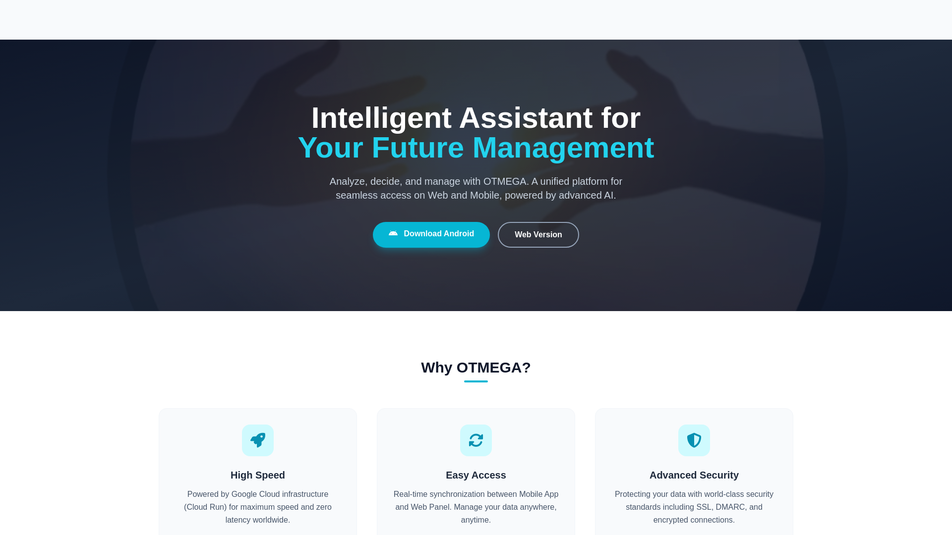 website screenshot of https://otmega.com/