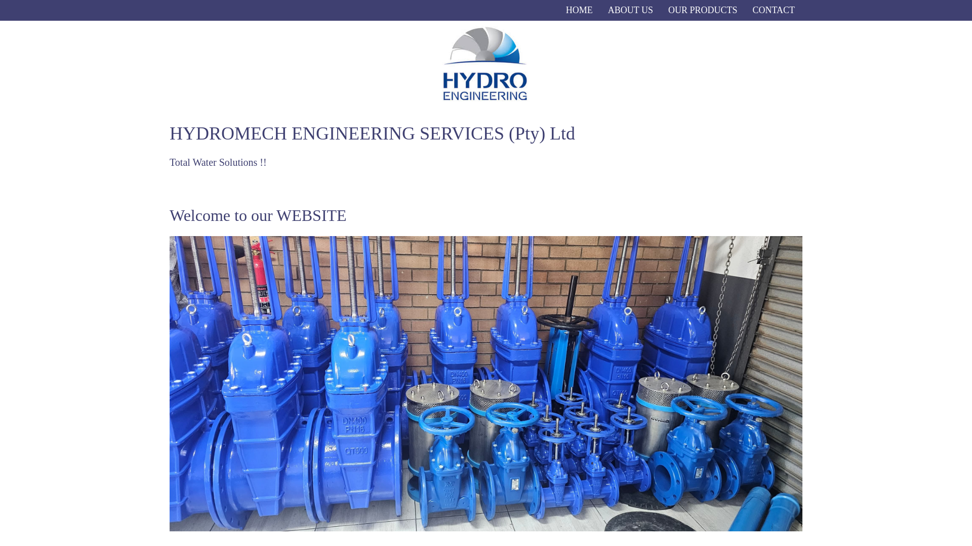 website screenshot of https://hydromecheng.co.za/