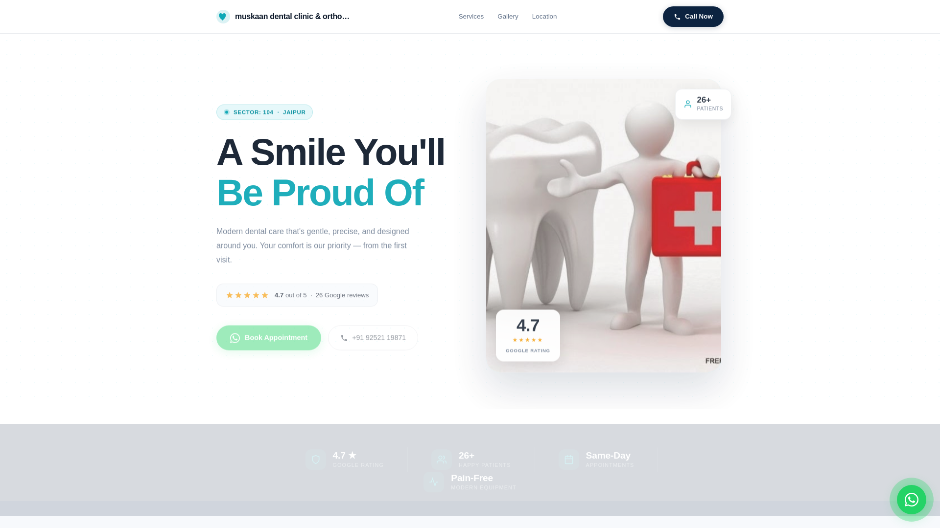 website screenshot of https://muskaan-dental-clinic-orthodontic-centre-jaipur.pages.dev/