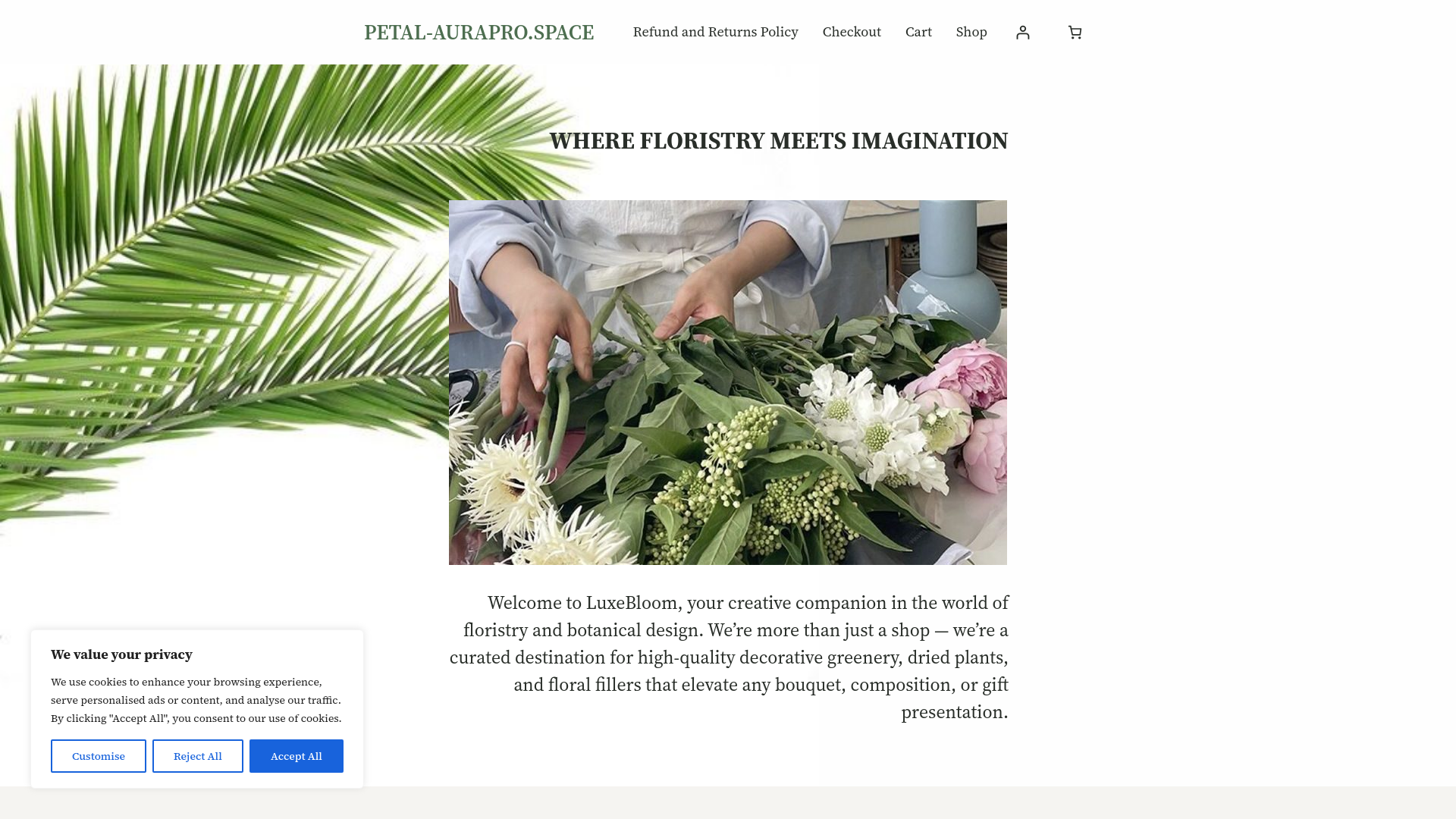 website screenshot of https://petal-aurapro.space/