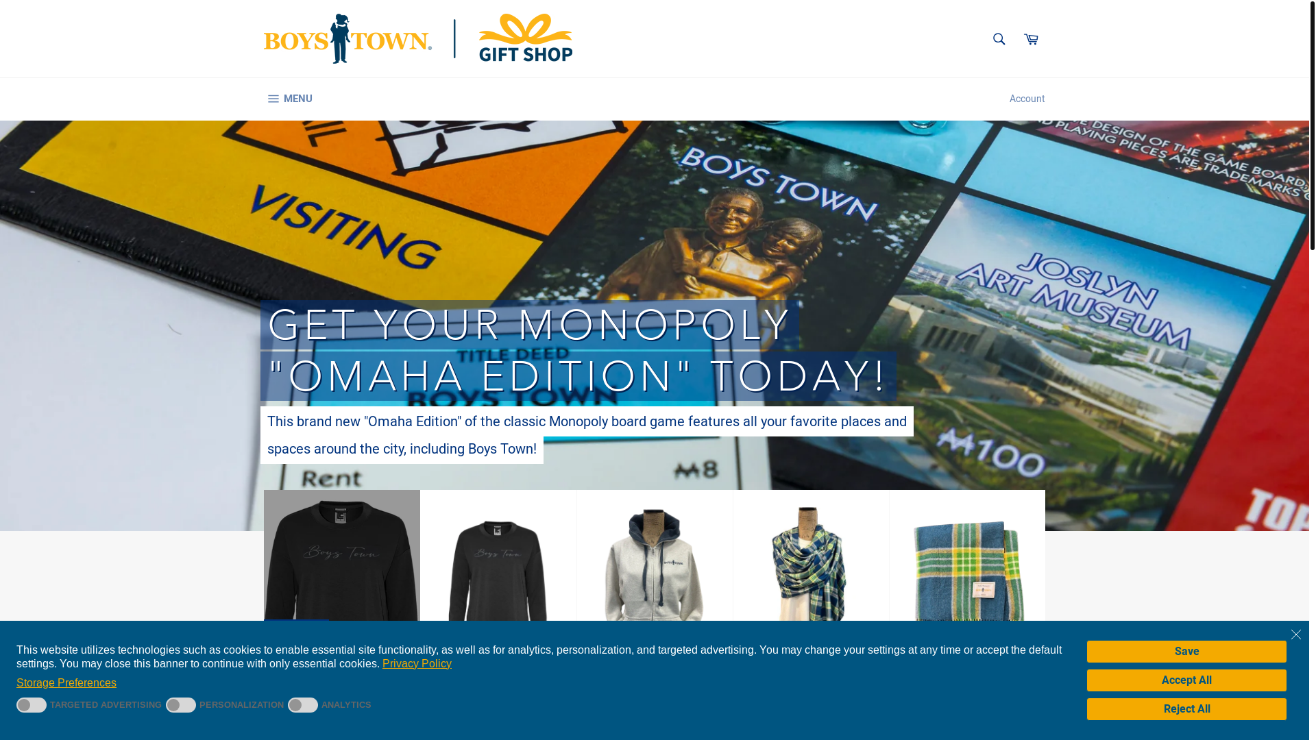 website screenshot of https://boystowngiftshop.us/
