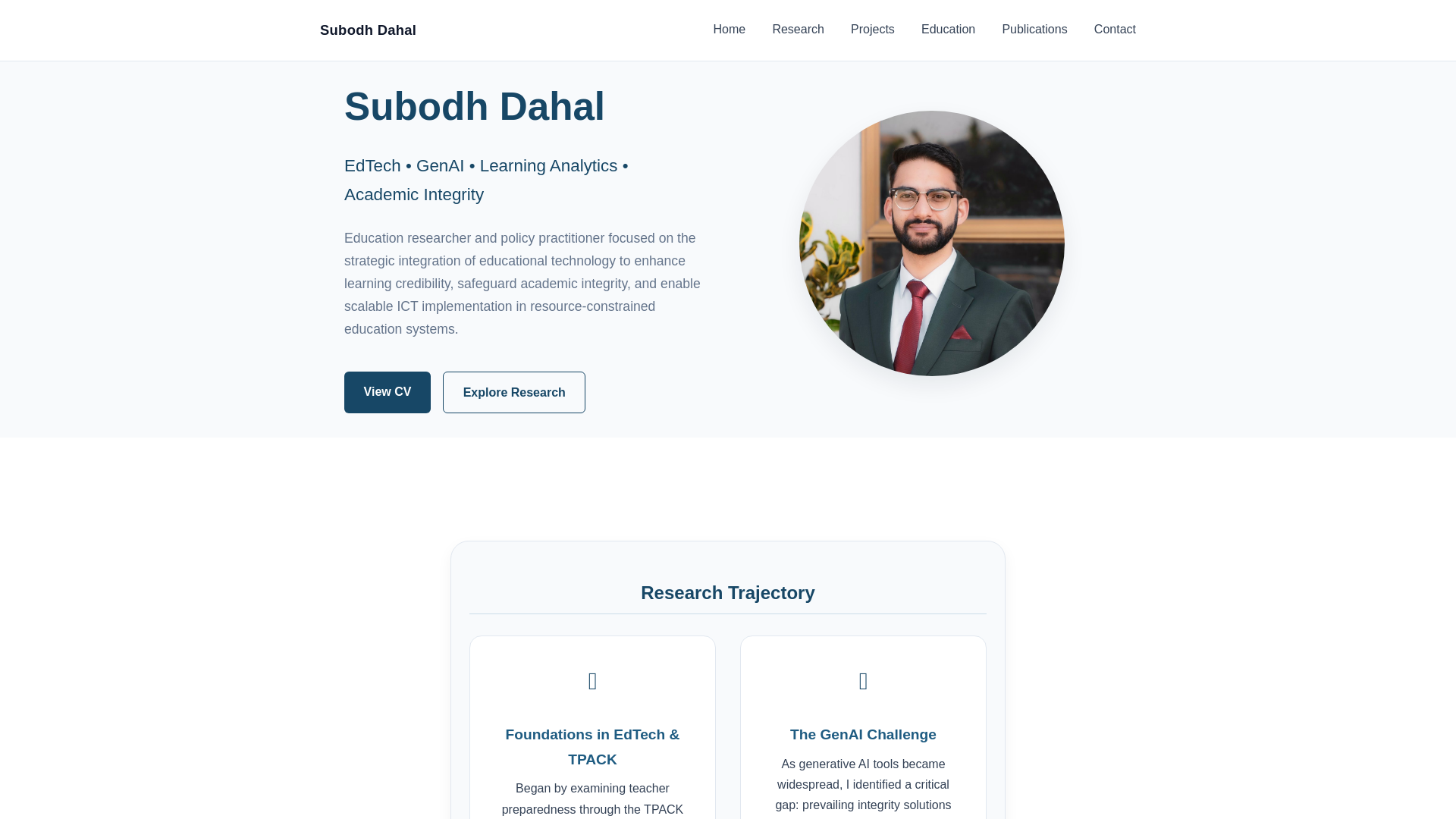 website screenshot of https://subodhdahal.me/