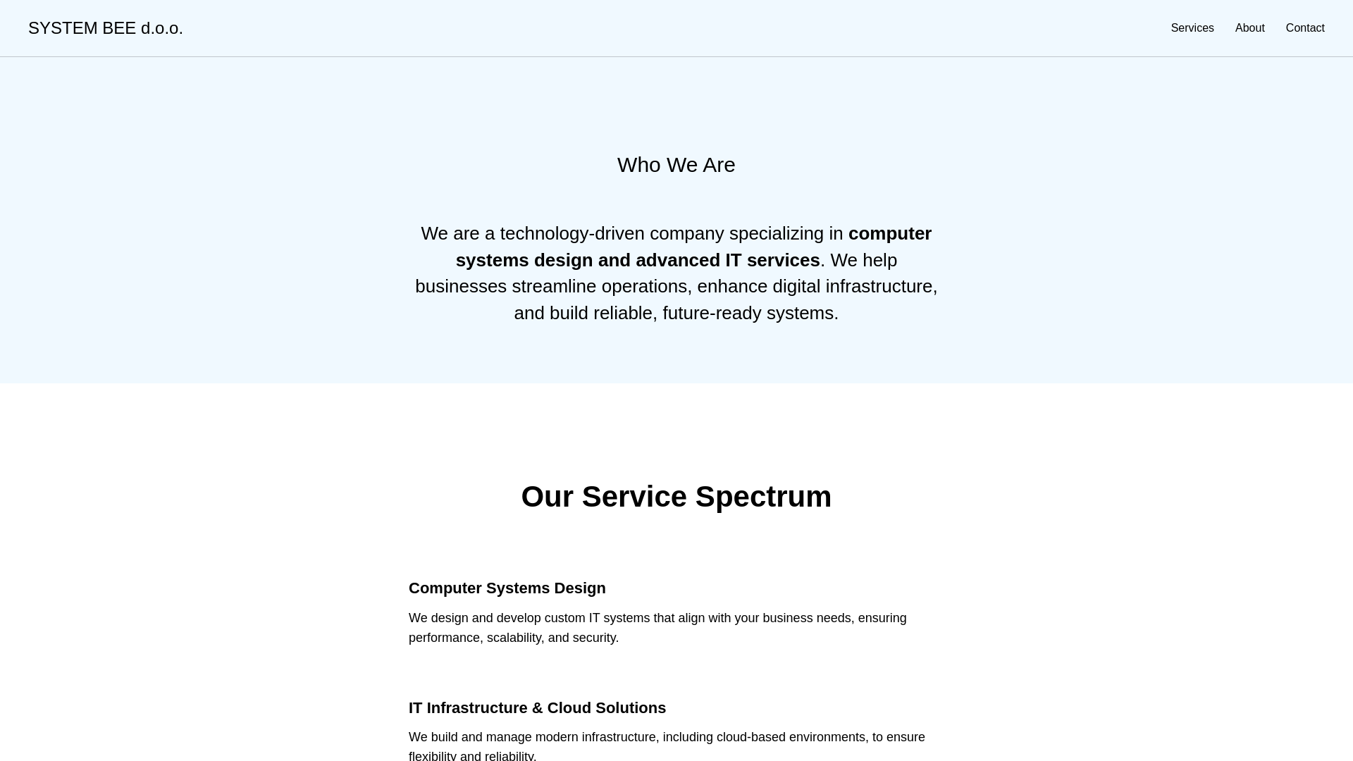 website screenshot of https://systembeedoo.com/