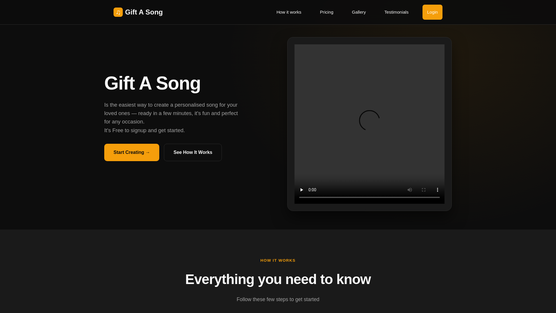 website screenshot of https://gift-a-song.co.uk/