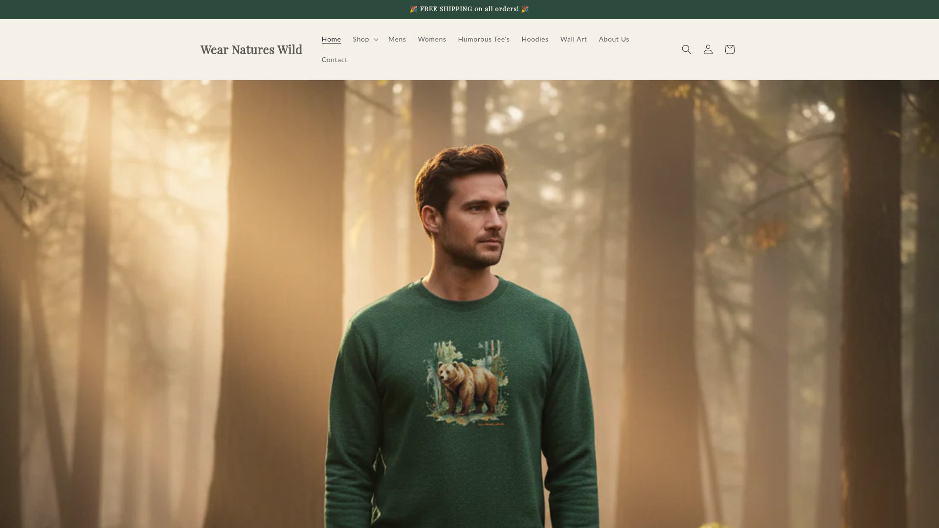 website screenshot of https://wearnatureswild.store