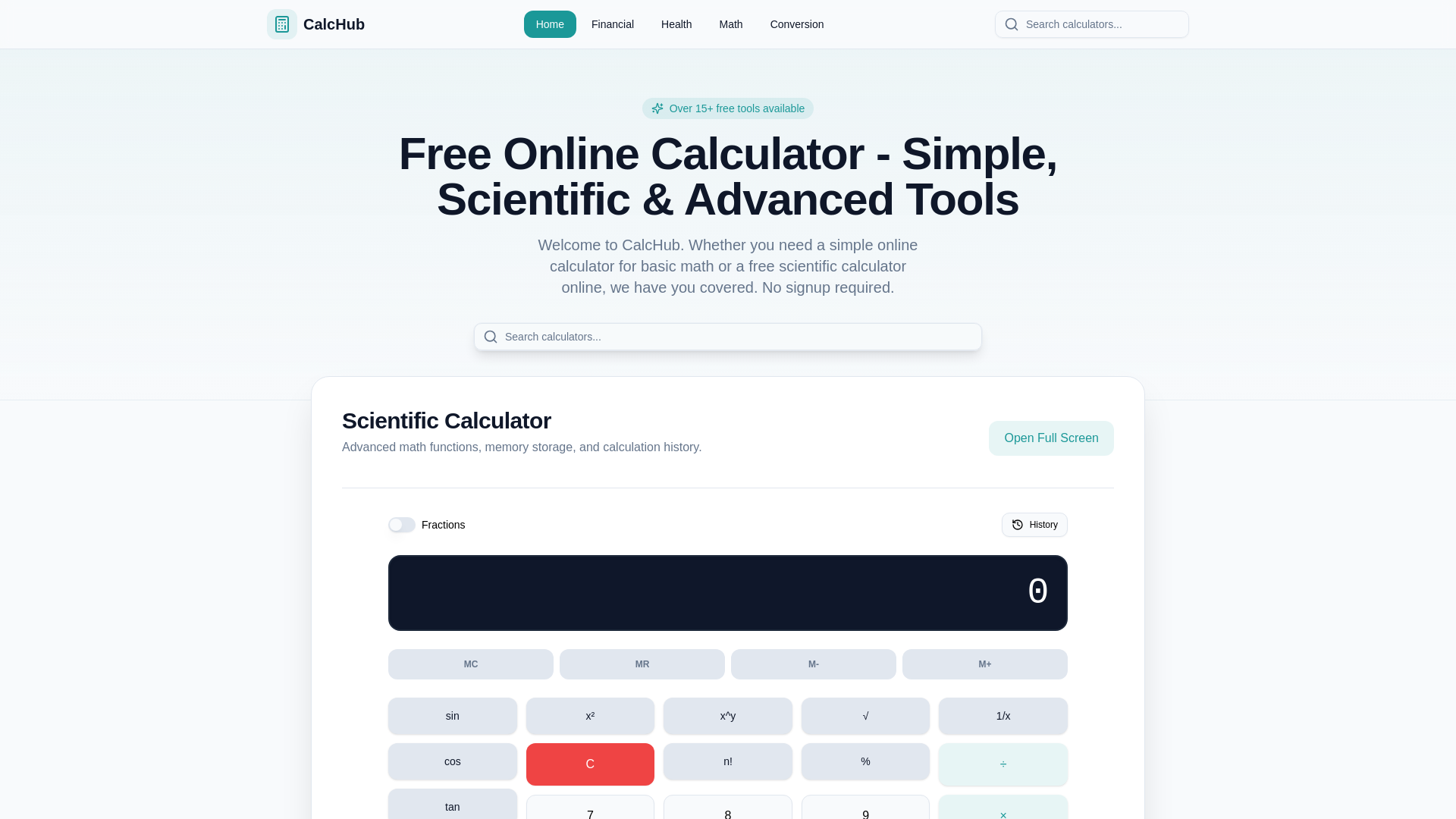 website screenshot of https://calculateitforme.com/