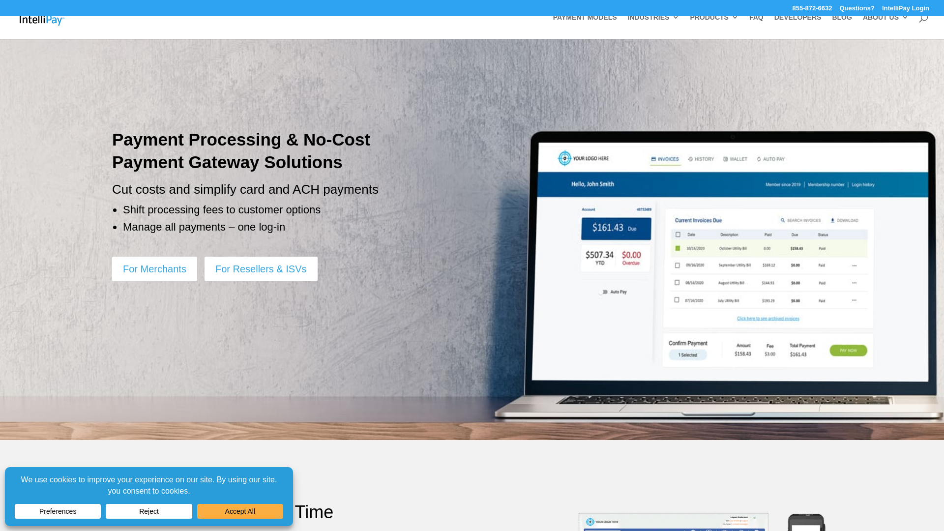 website screenshot of https://getintellipay.com