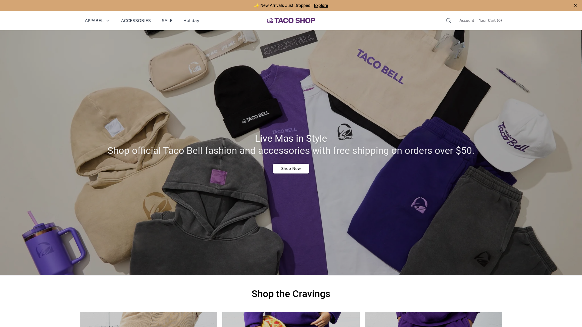 website screenshot of https://tacobelltacoshop.shop/