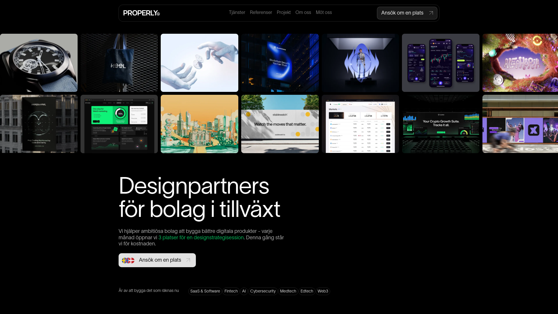 website screenshot of https://properlystudio.se/