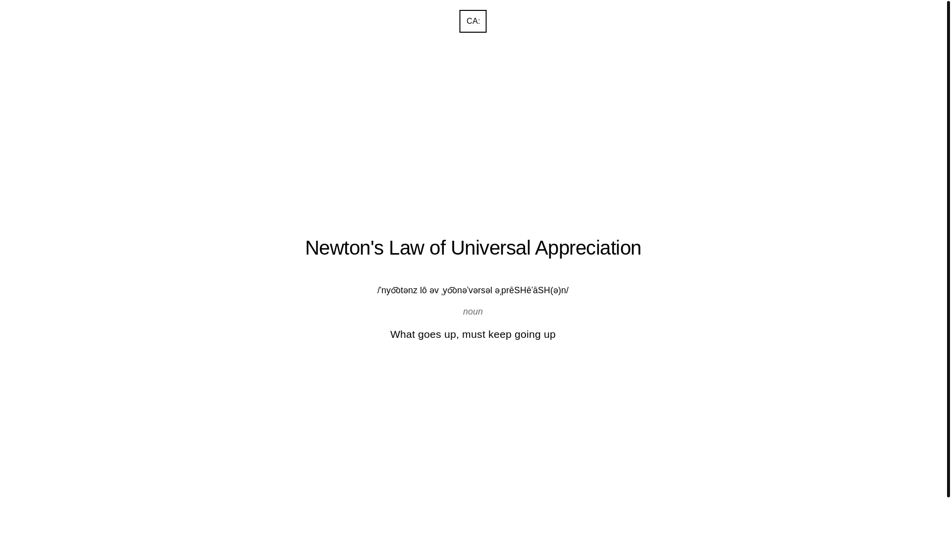 website screenshot of https://newtonslawofuniversalappreciation.xyz/