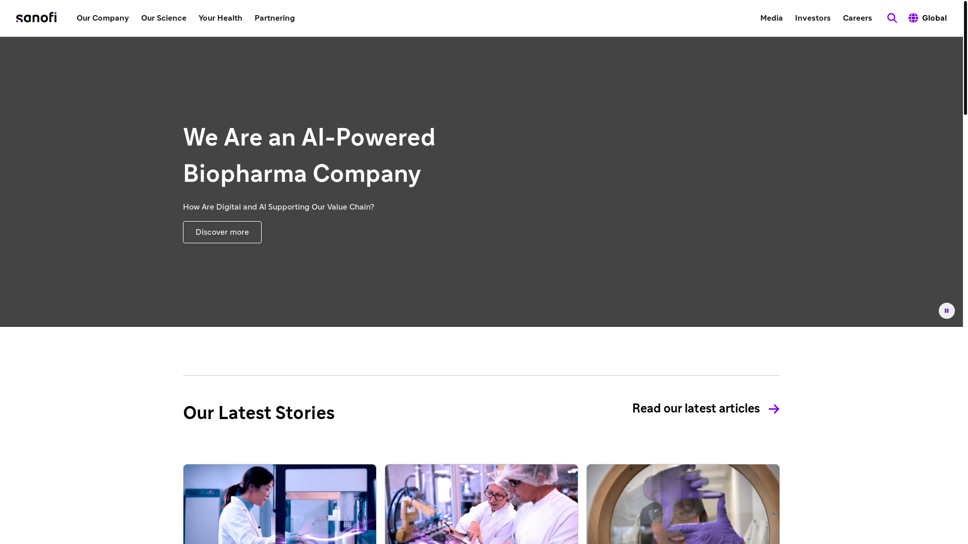 website screenshot of https://www.sanofi.com/