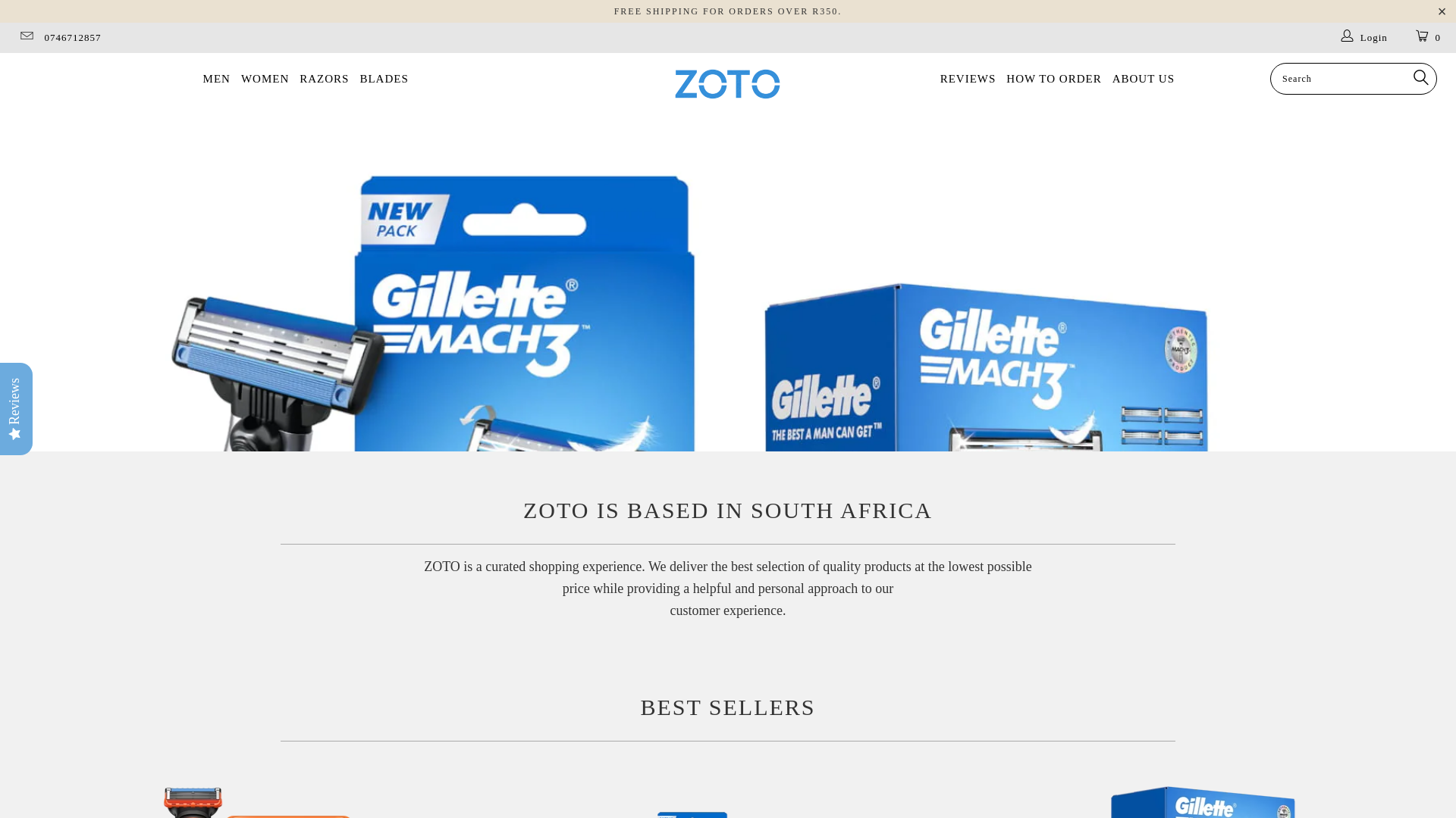 website screenshot of https://zoto.co.za