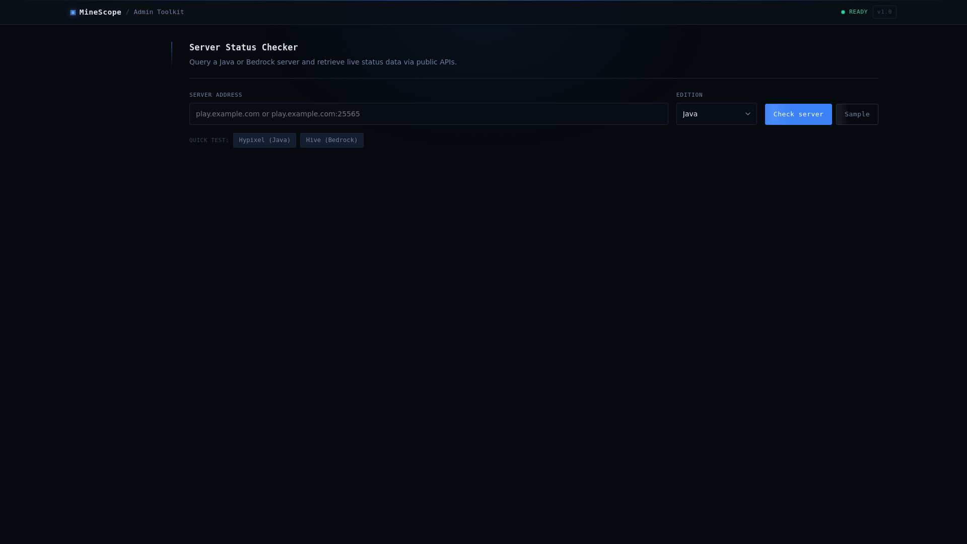 website screenshot of https://minescopetools.pages.dev/