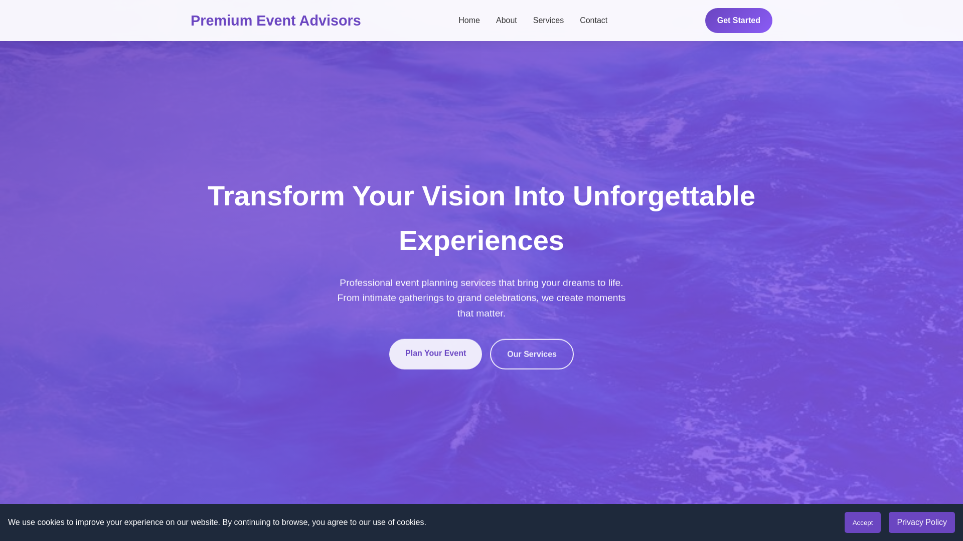 website screenshot of https://premiumeventadvisors.click