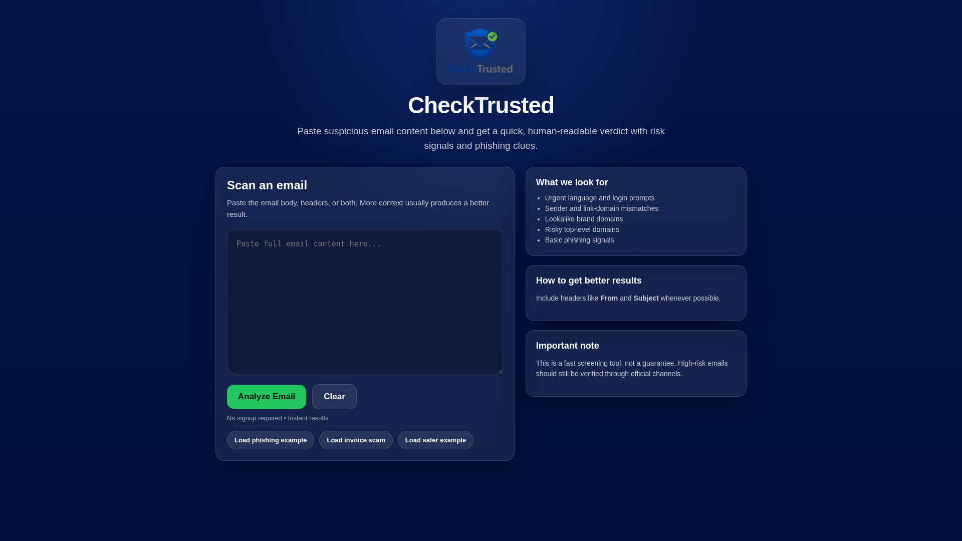 website screenshot of https://check-trusted.net/