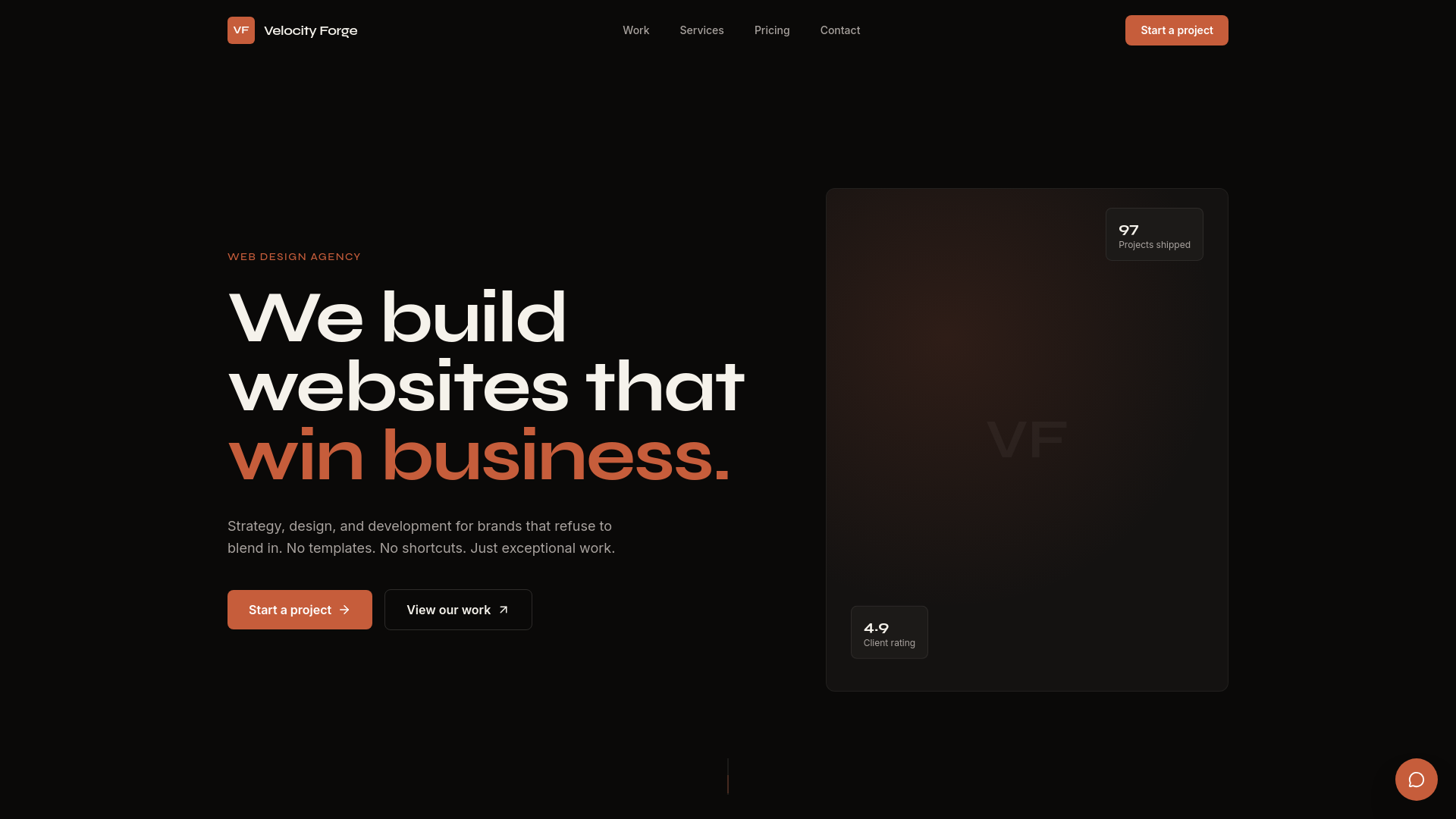 website screenshot of https://velocityforge.site/