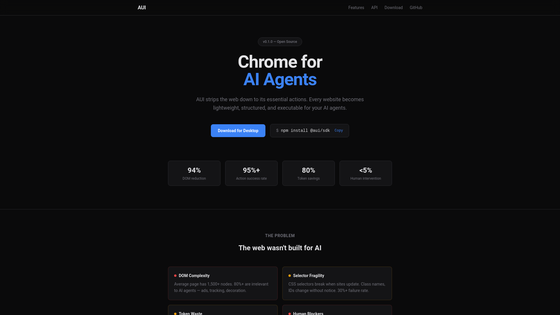 website screenshot of https://aui-landing.pages.dev/