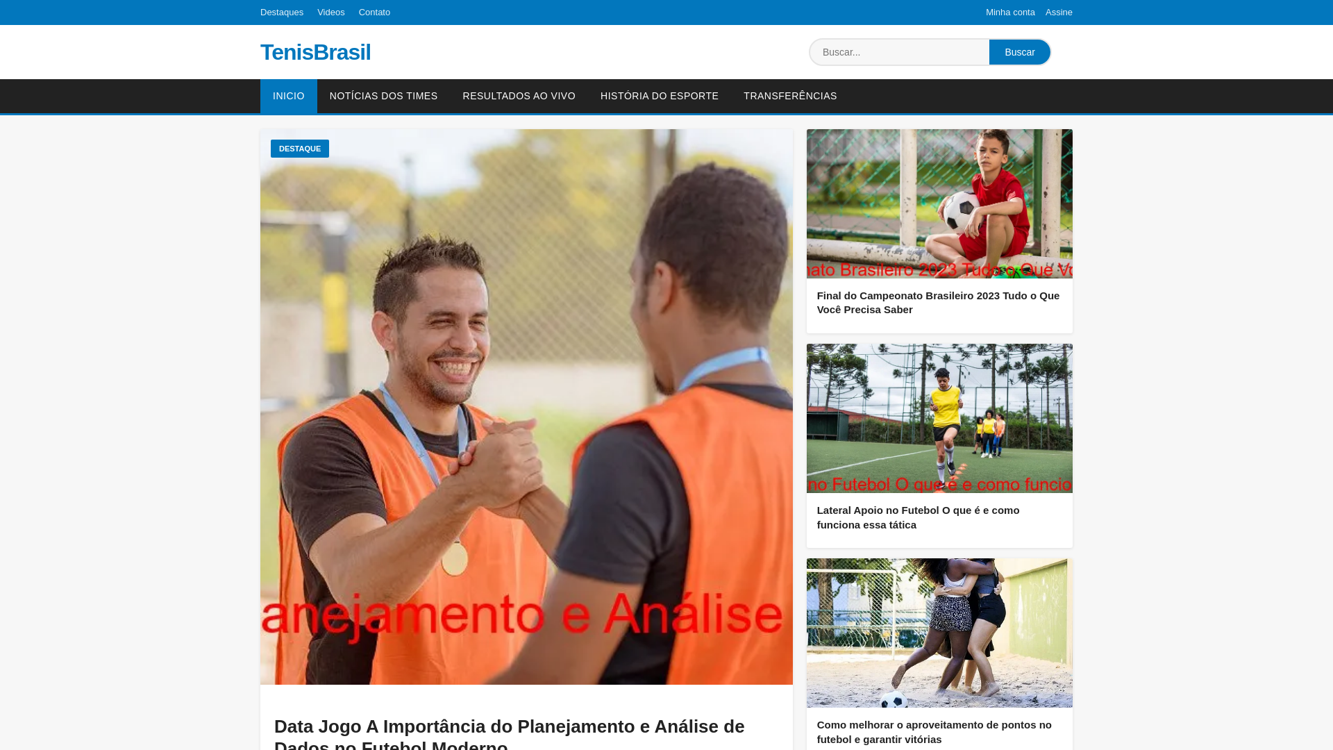 website screenshot of https://tenisbrasil1.com