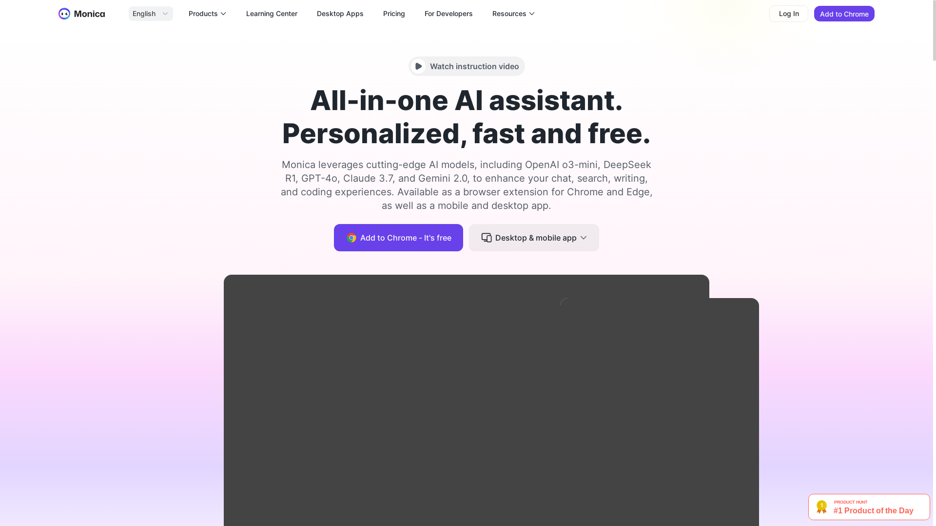 website screenshot of https://monica.im