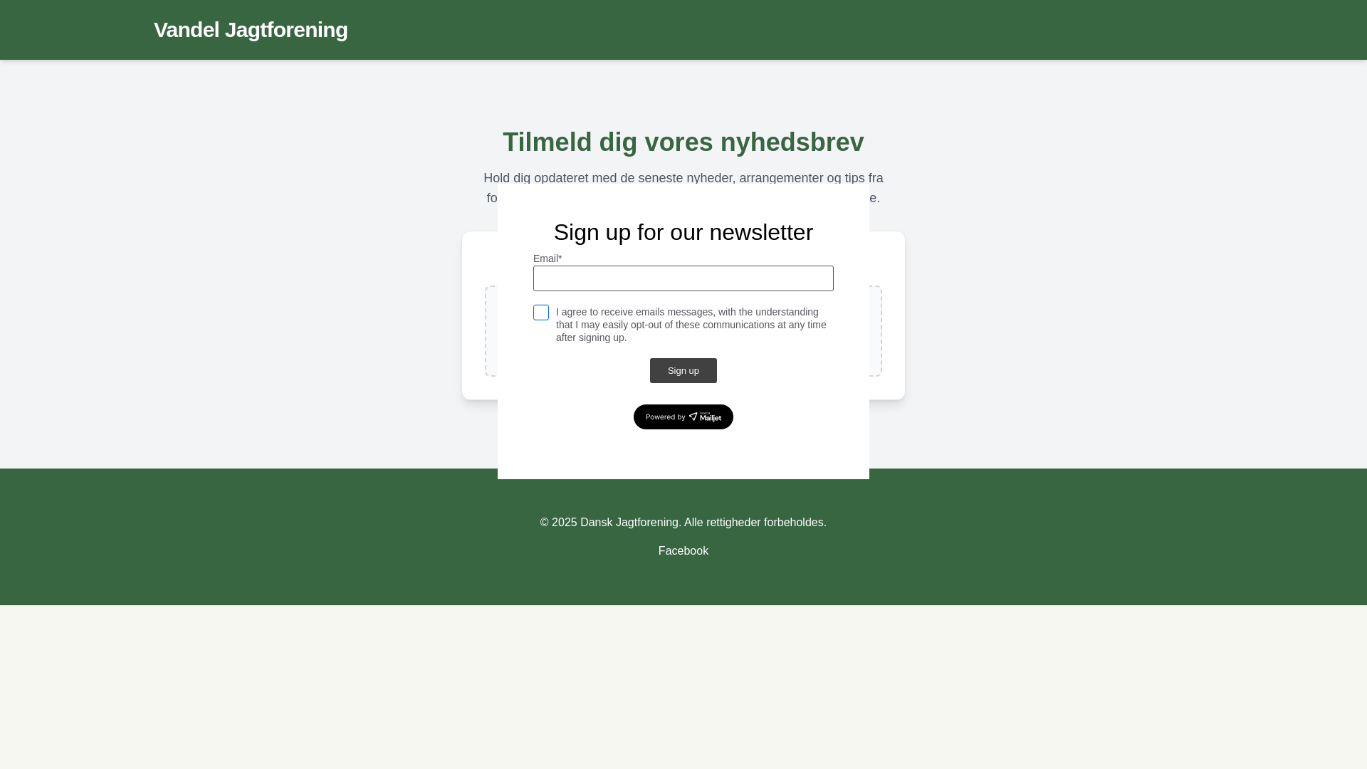 website screenshot of https://vandeljagtforening.pages.dev/