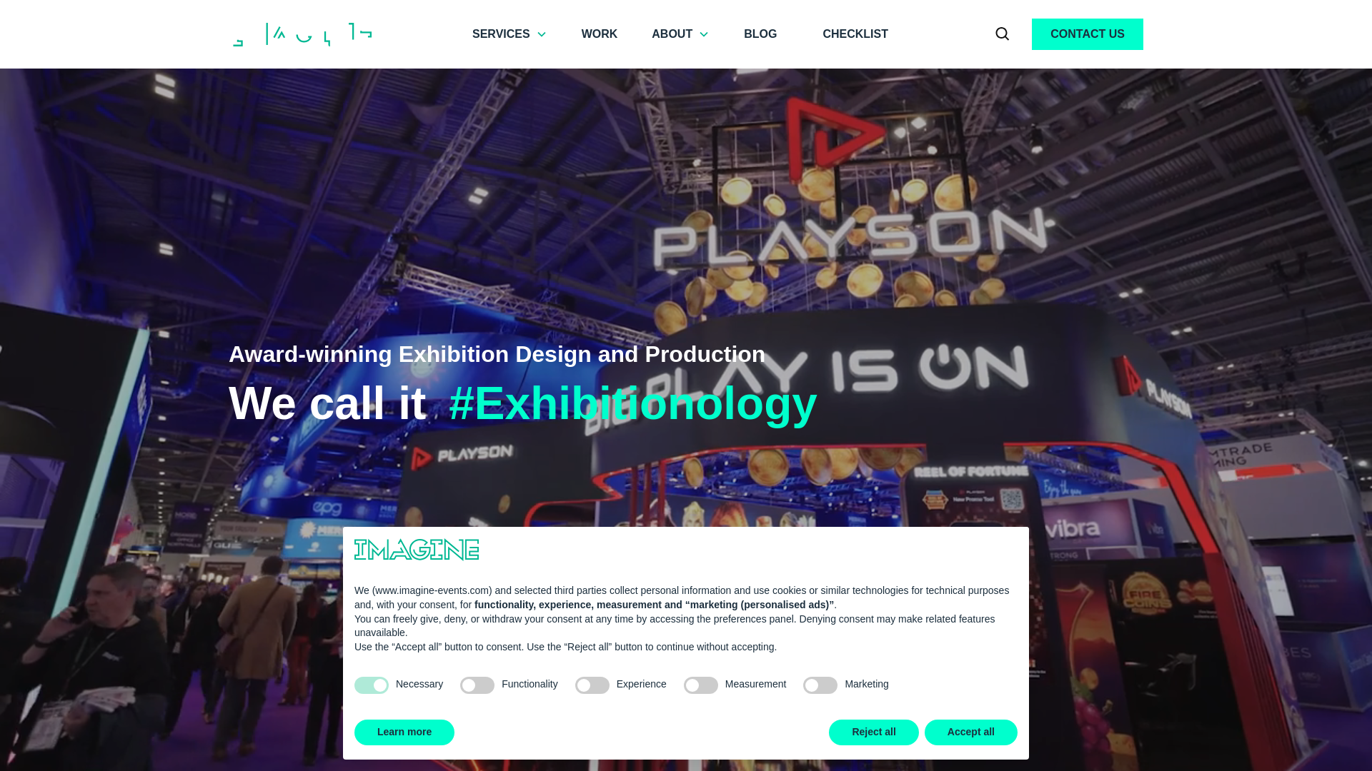 website screenshot of https://imagineevents.co.uk/