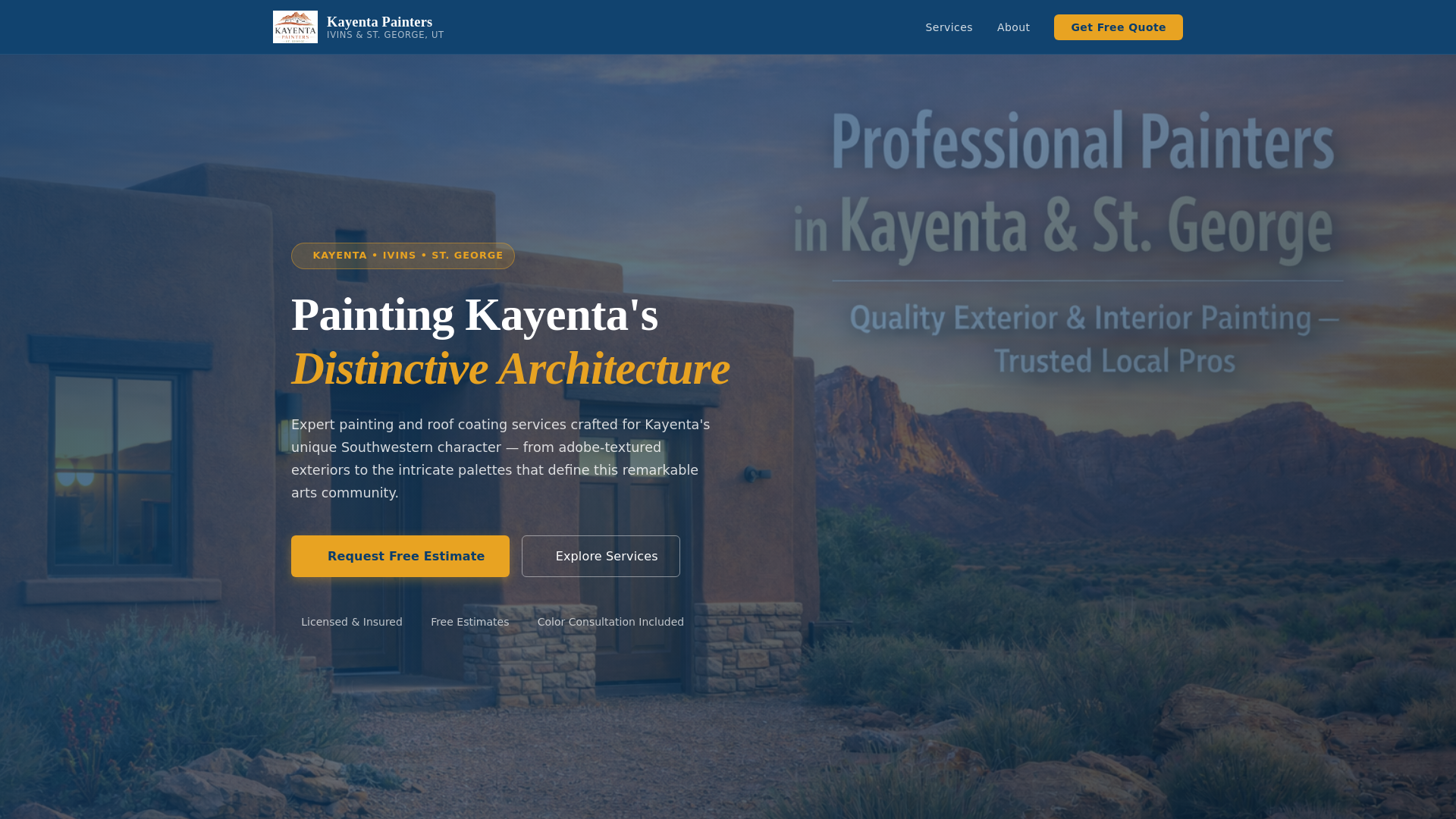 website screenshot of https://kayentapaintersstgeorge-com.pages.dev/