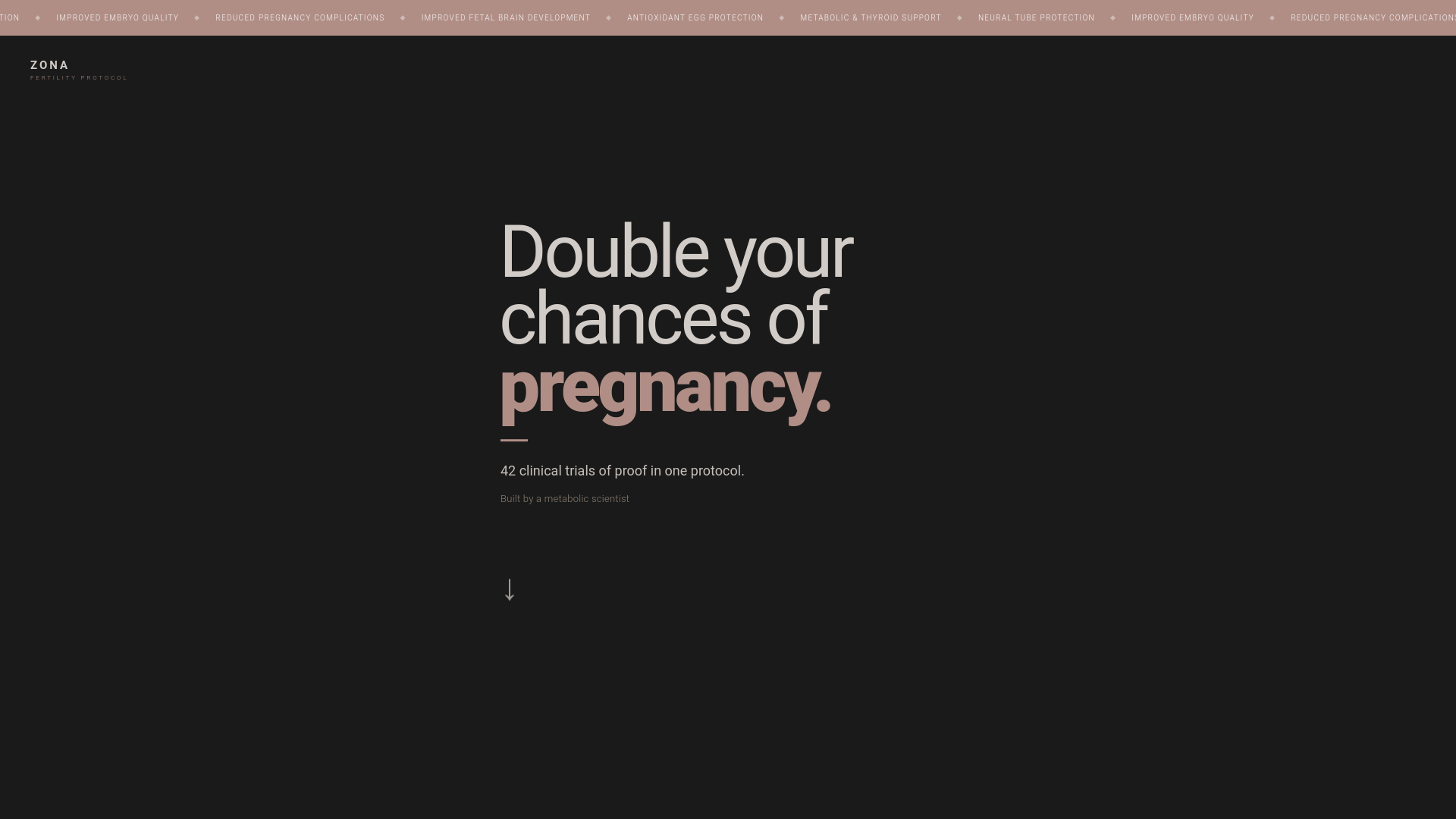 website screenshot of https://zonafertility.com