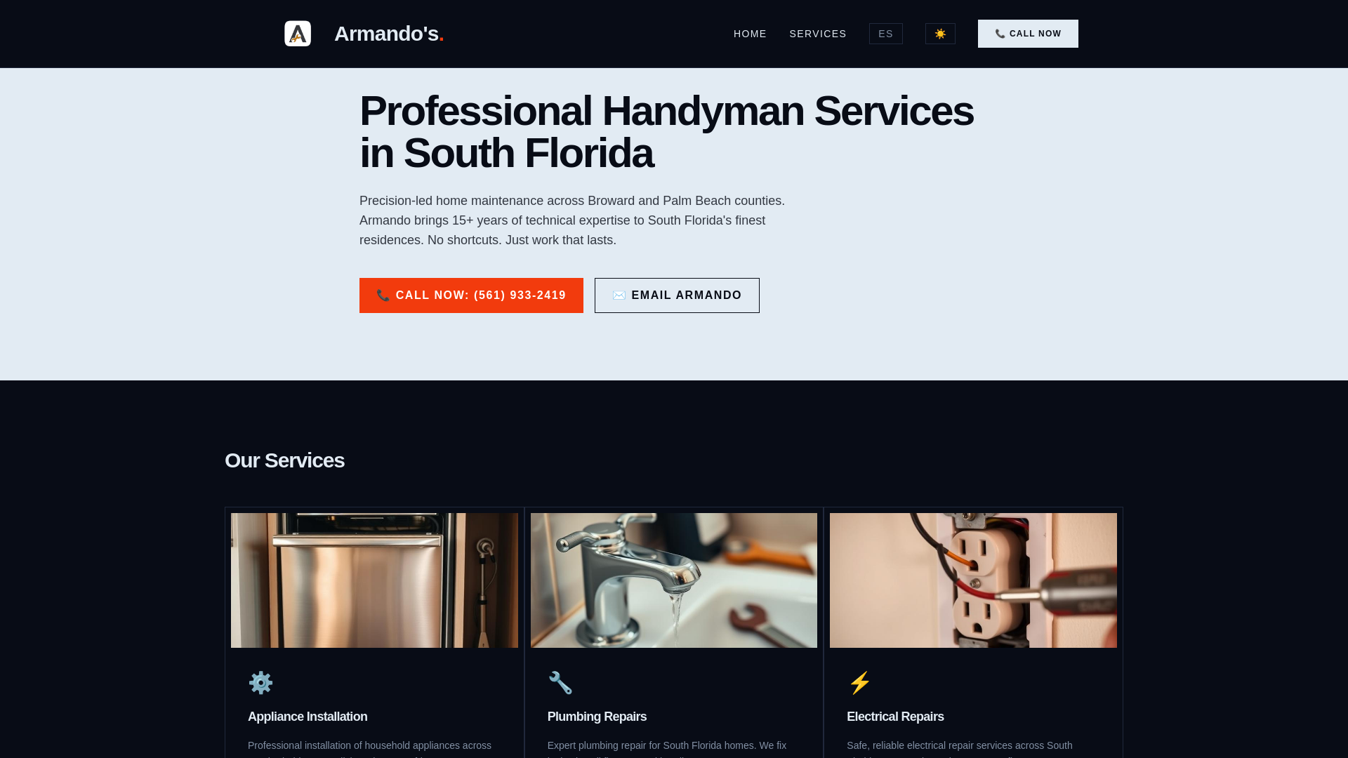 website screenshot of https://armando-s-home-help.pages.dev/